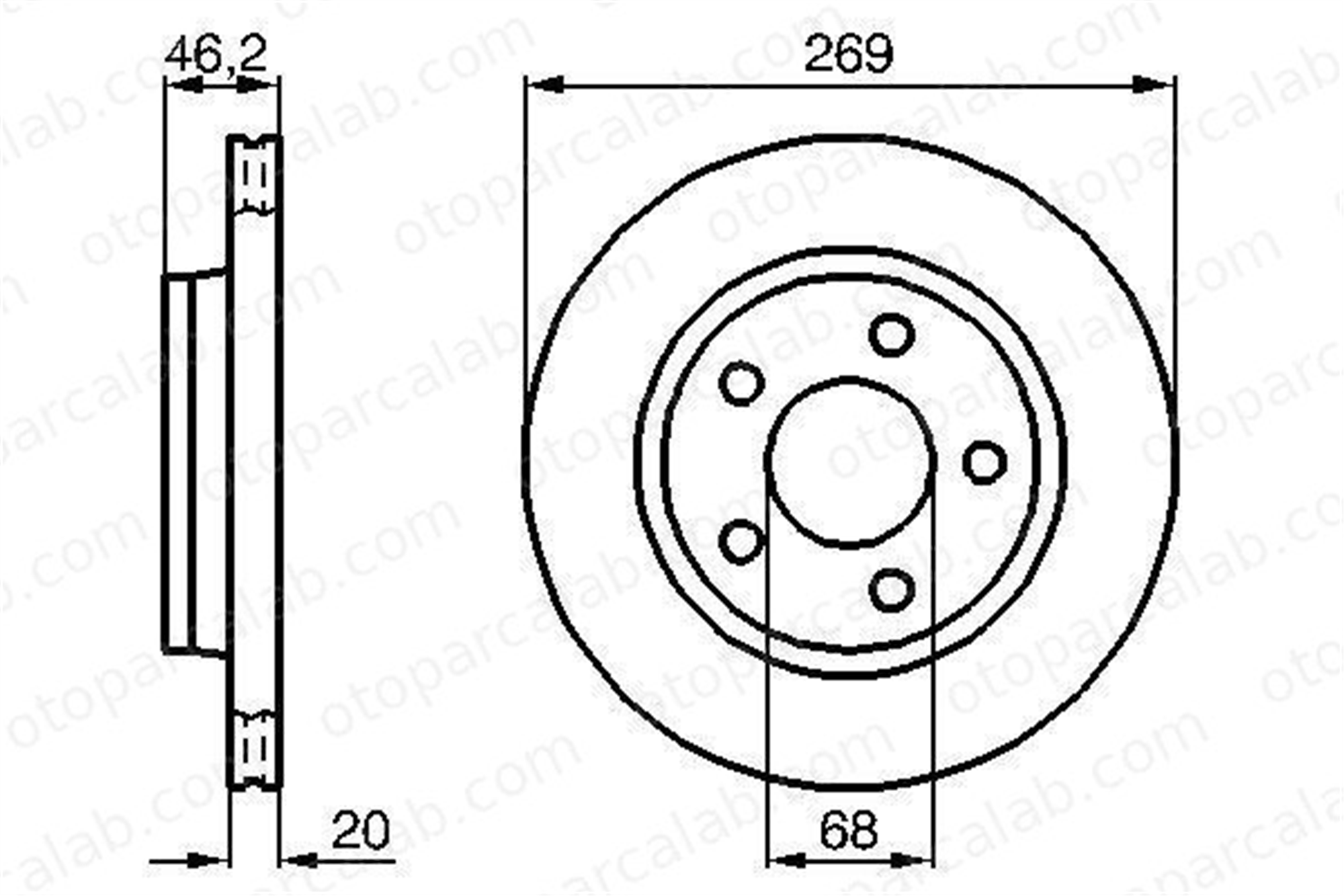 BOSCH 0 986 478 316 Fren Disk Ayna Arka Sağ ve Sol AUDI 100 C3 Avant 200 C3 Avant 447615601A 447615601B