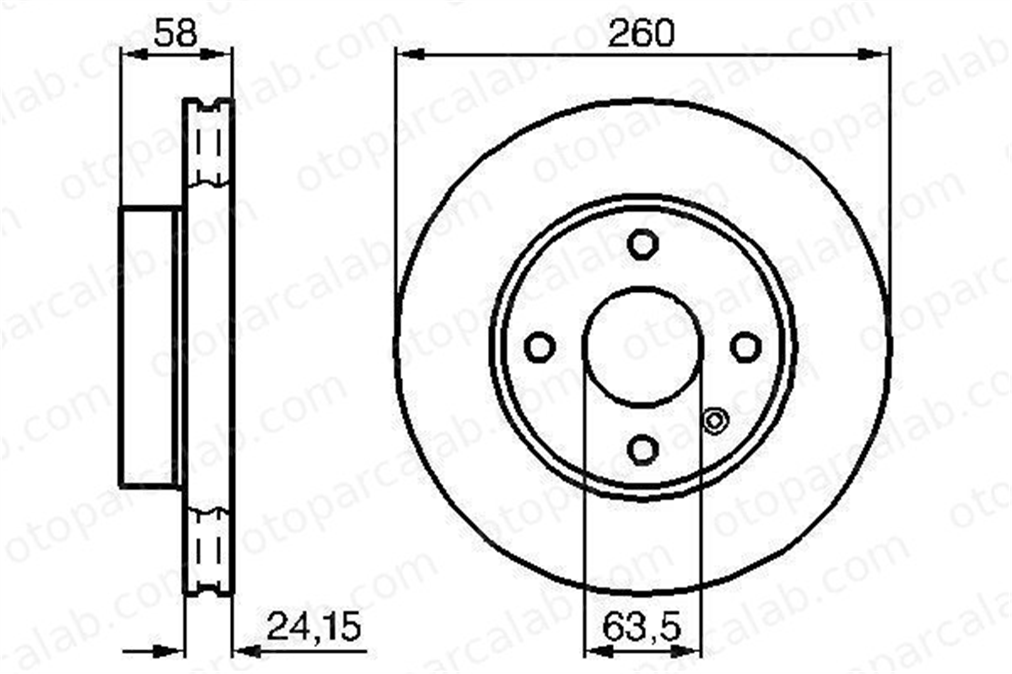 BOSCH 0 986 478 346 Fren Disk Ayna Ön Sağ ve Sol FORD SIERRA II Turnier SIERRA II 986478346 E5RY1125A