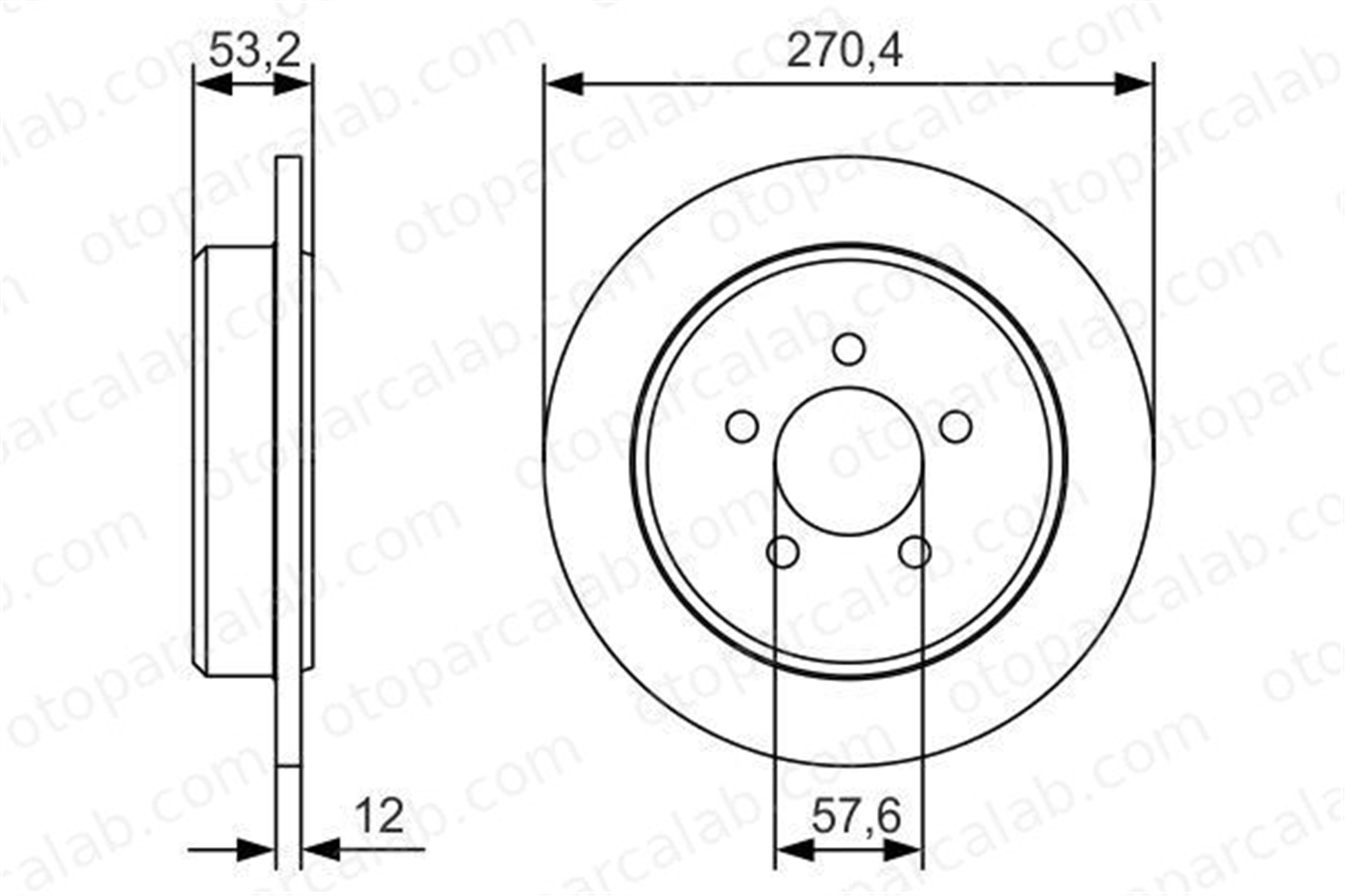 BOSCH 0 986 479 A80 Fren Disk Ayna Arka Sağ ve Sol CHRYSLER PT CRUISER PT CRUISER Cabrio 4509553AB 04509553AB