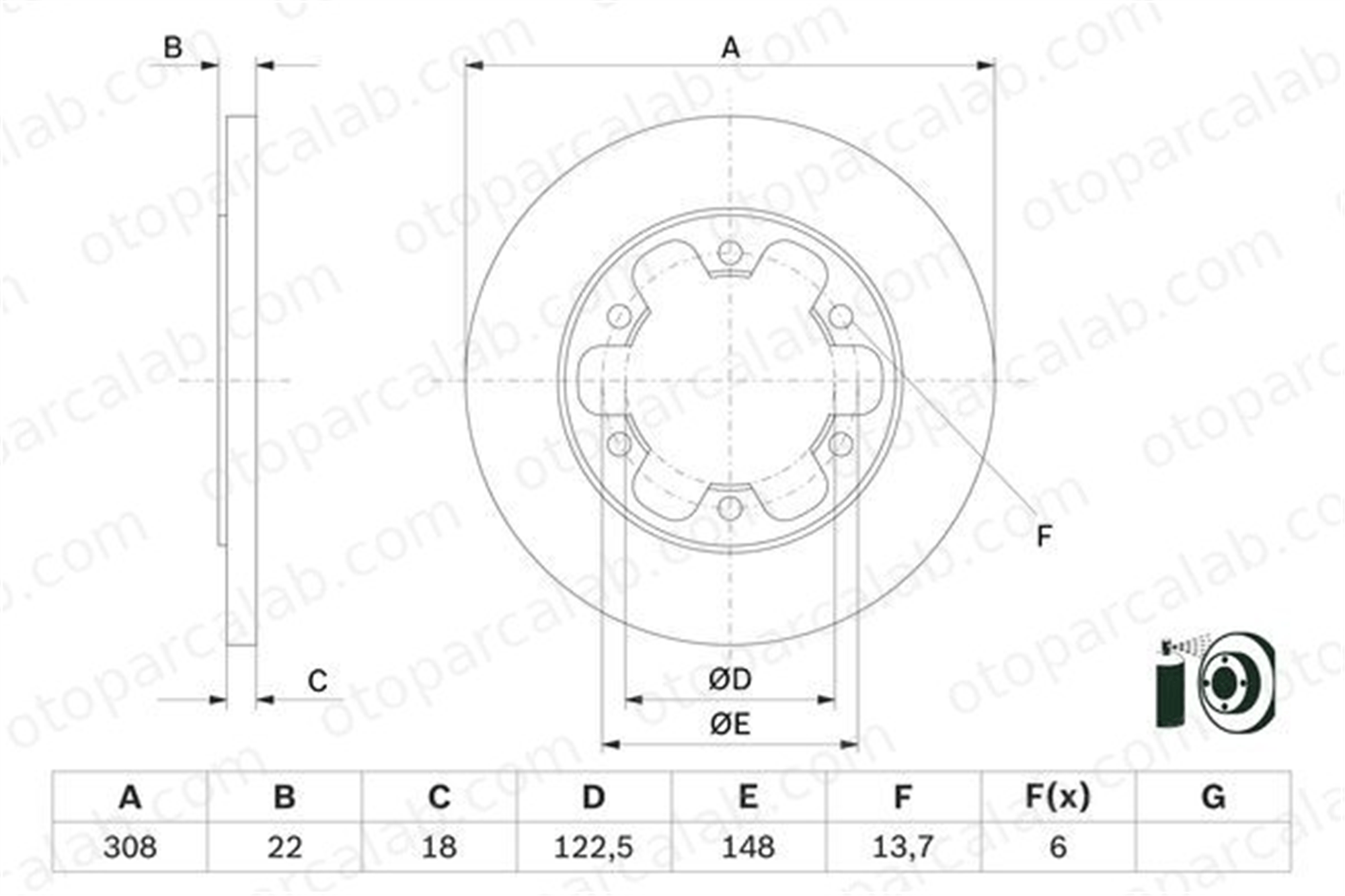 BOSCH 0 986 479 D43 Fren Disk Ayna Arka Sağ ve Sol FORD TRANSIT V363 Panelvan/Van TRANSIT V363 Platform şasi 1815600 2226521