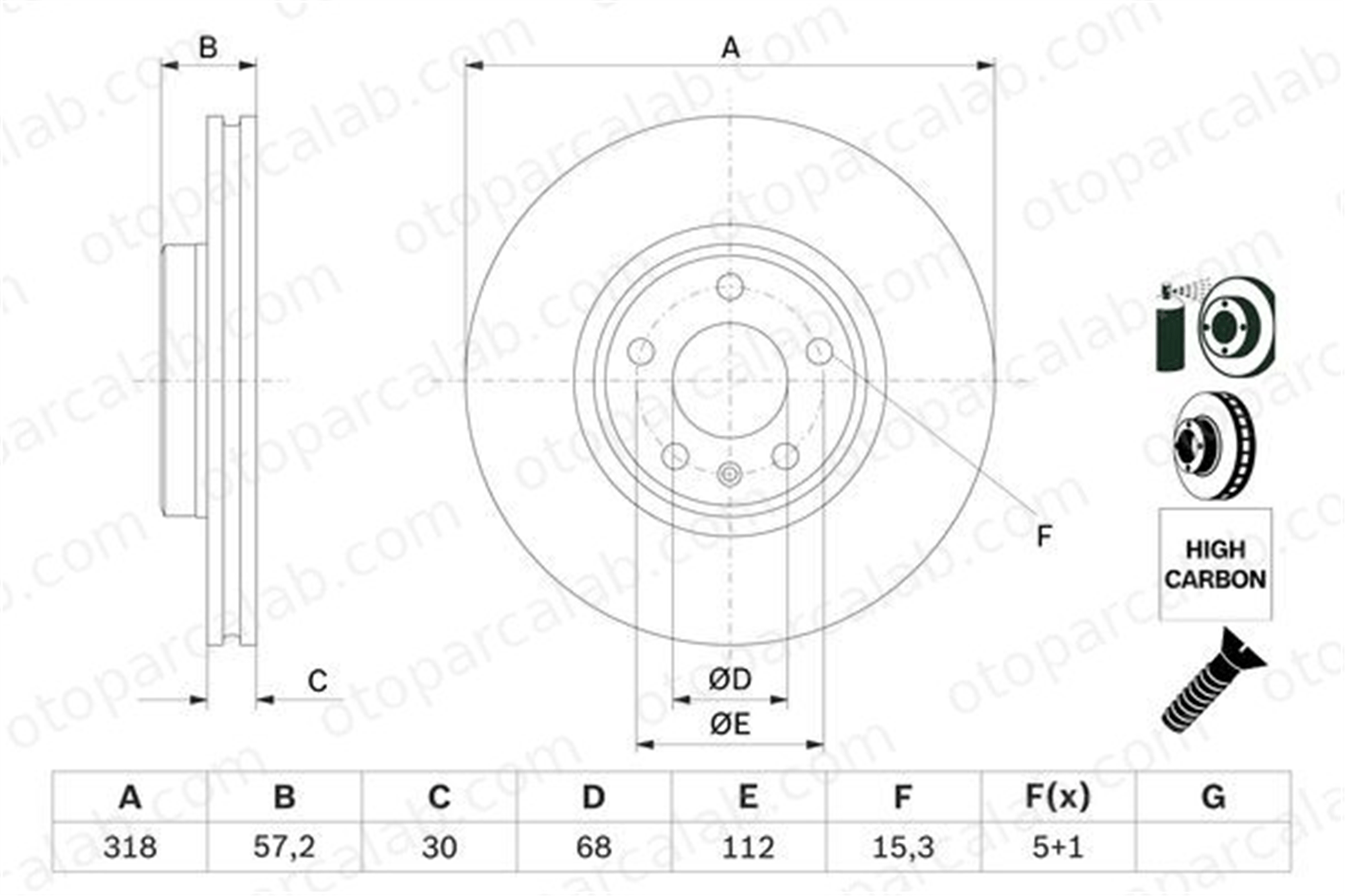 BOSCH 0 986 479 E49 Fren Disk Ayna Ön Sağ ve Sol AUDI A4 B9 Avant A4 B9 80A615301E 8W0615301AA