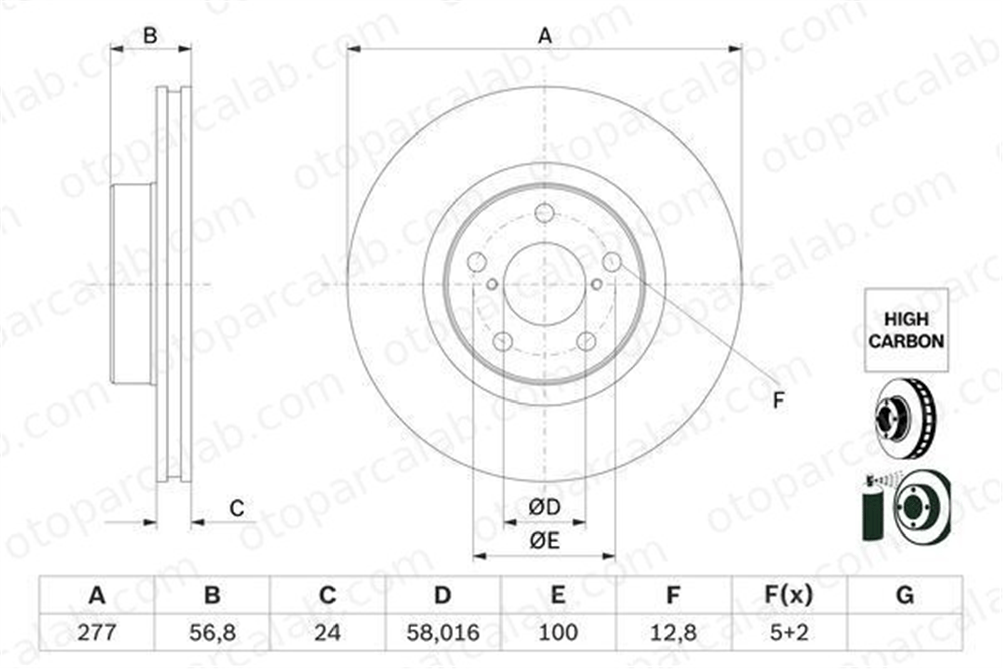BOSCH 0 986 479 E69 Fren Disk Ayna Ön Sağ ve Sol SUBARU FORESTER LEGACY IV 26300AE050 26300AE071