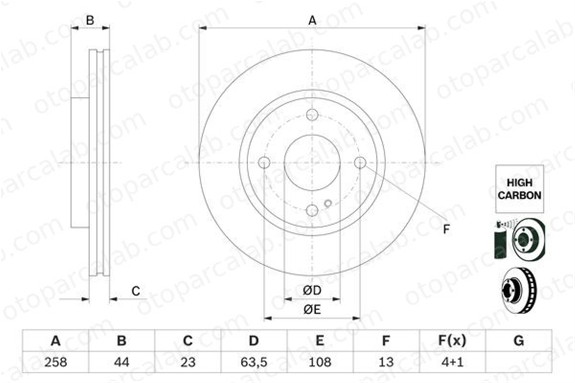 BOSCH 0 986 479 E80 Fren Disk Ayna Ön Sağ ve Sol FORD KA+ III 986479E80 0986479E80