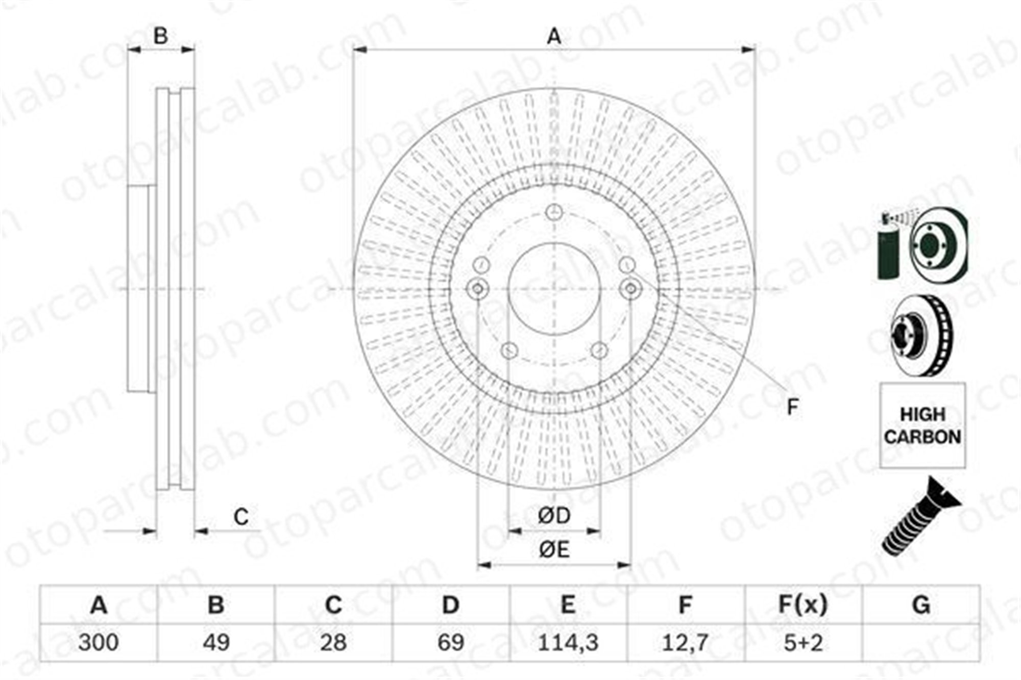 BOSCH 0 986 479 F19 Fren Disk Ayna Ön Sağ ve Sol KIA RIO III HYUNDAI ACCENT IV Sedan 517121U000