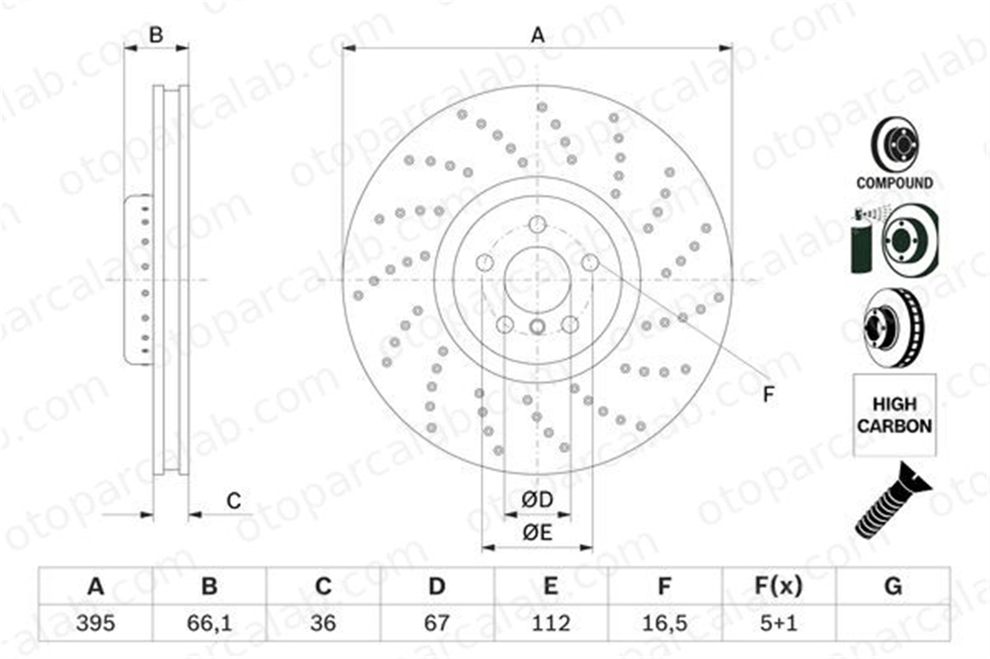 BOSCH 0 986 479 F55 Fren Disk Ayna Ön Sağ BMW 5 5 Touring 34106887658 34116878046