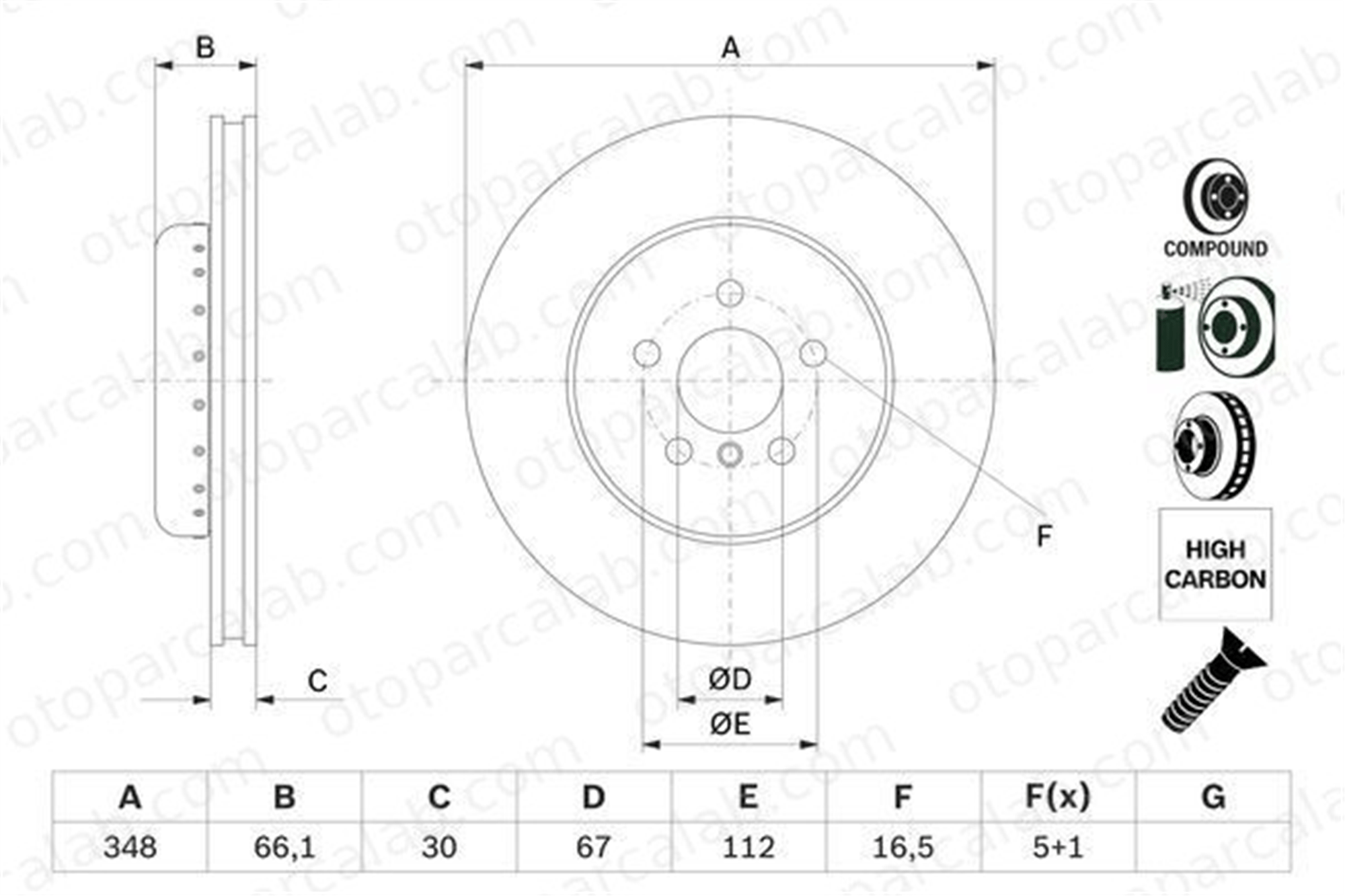 BOSCH 0 986 479 F57 Fren Disk Ayna Ön Sağ ve Sol BMW 5 5 Touring 34106880073 34108853555