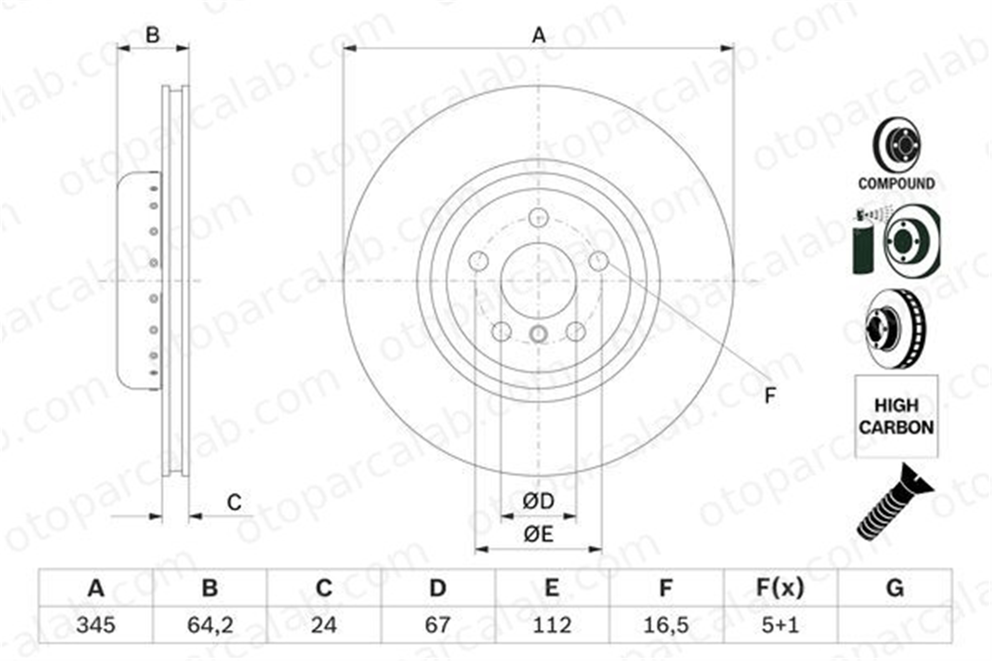 BOSCH 0 986 479 F61 Fren Disk Ayna Arka Sağ ve Sol BMW 5 5 Touring 34206880079 34216860925