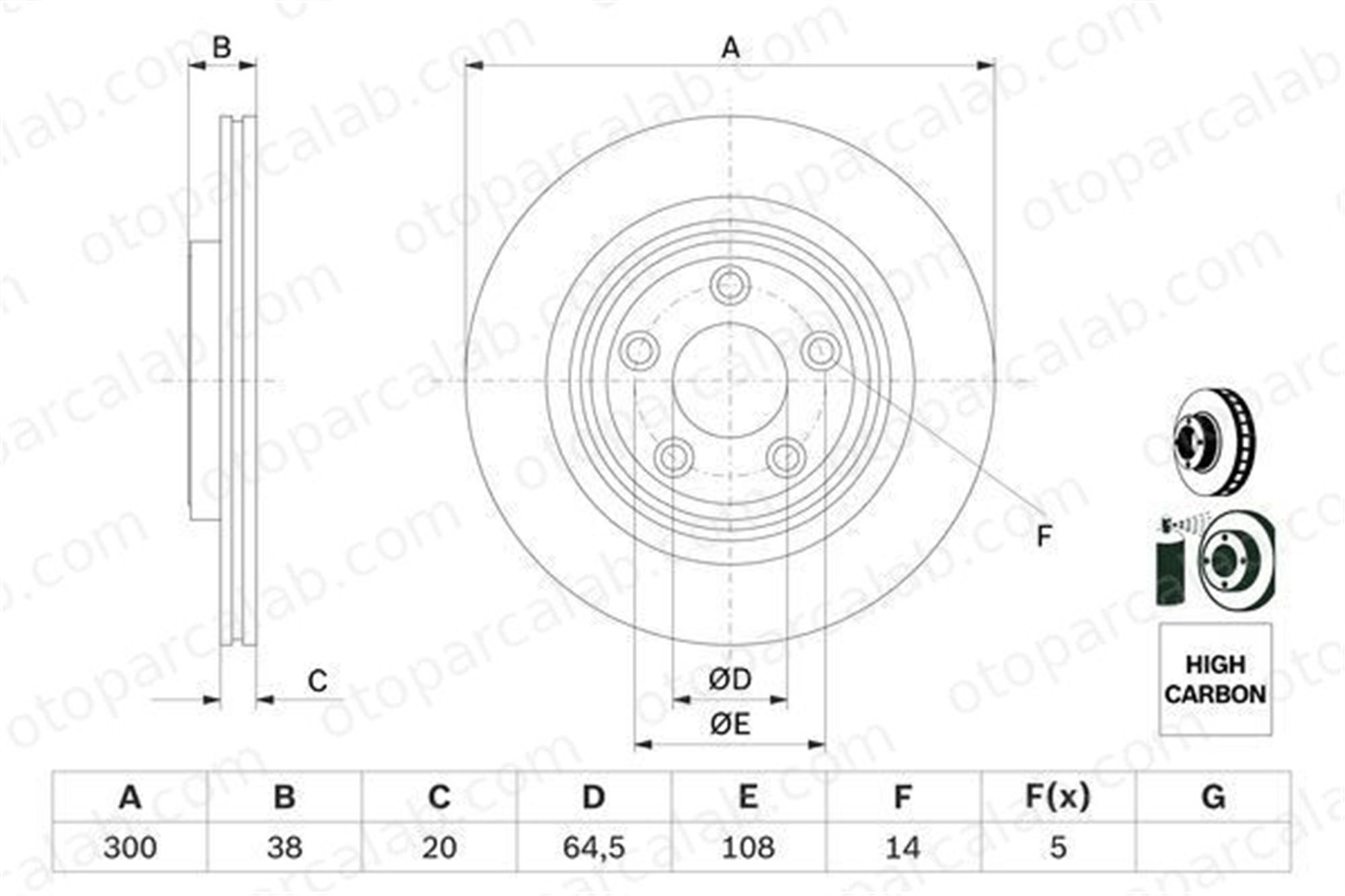 BOSCH 0 986 479 F67 Fren Disk Ayna Arka Sağ ve Sol JAGUAR S-TYPE II C2C25338