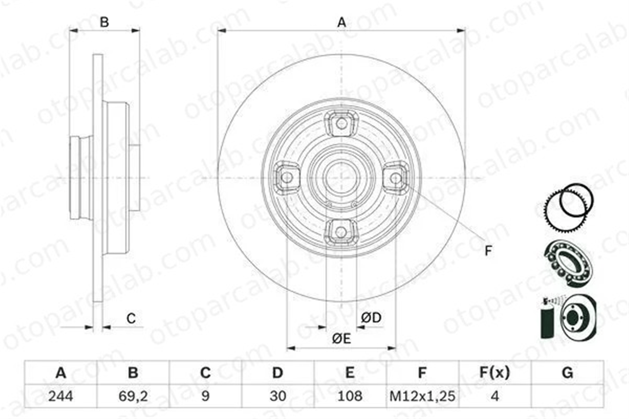 BOSCH 0 986 479 F74 Fren Disk Ayna Arka Sağ ve Sol PEUGEOT 208 I CITROËN C3 AIRCROSS II 1623835180 39181957