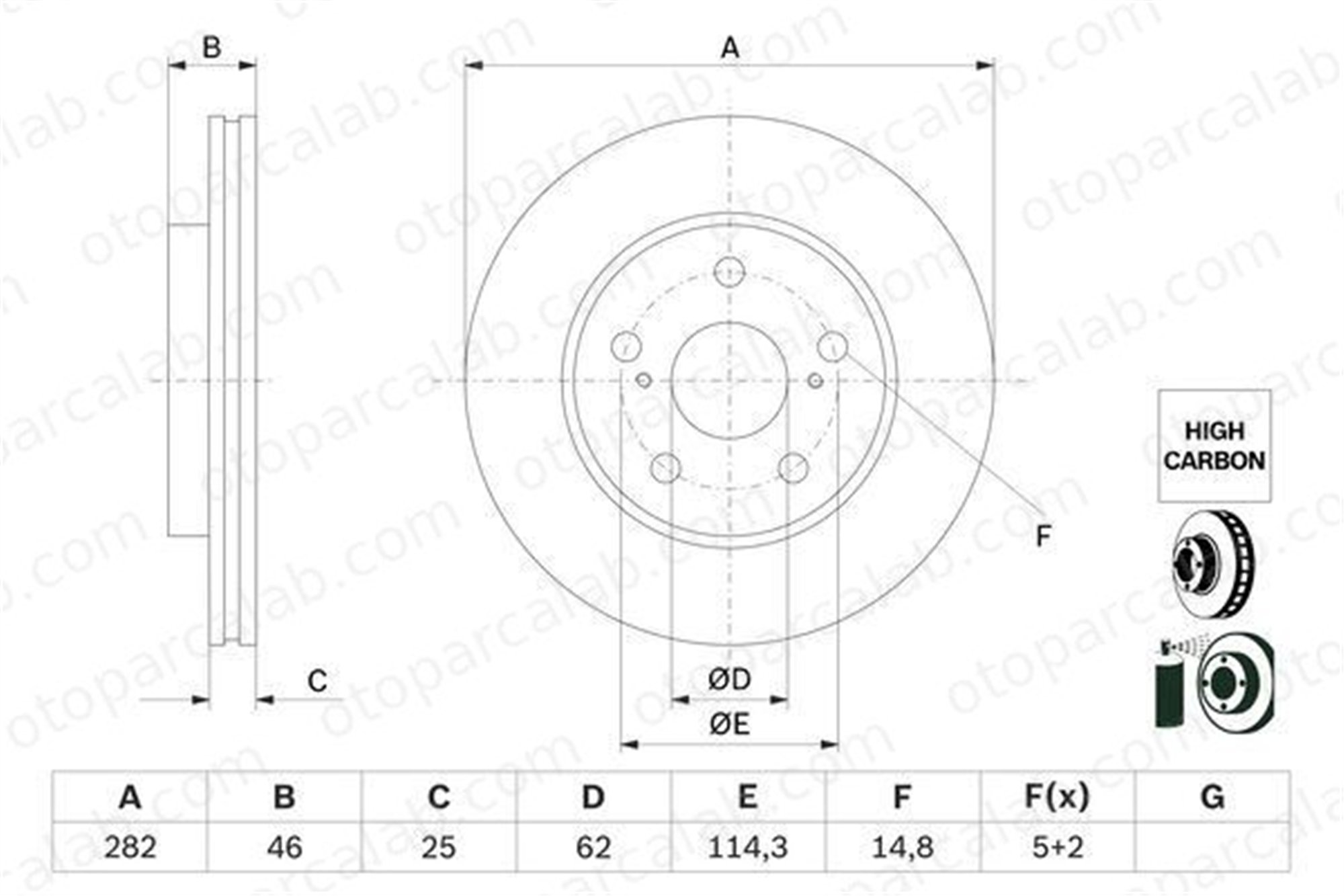 BOSCH 0 986 479 F92 Fren Disk Ayna Ön Sağ ve Sol TOYOTA COROLLA Sedan COROLLA Hatchback 4351202390