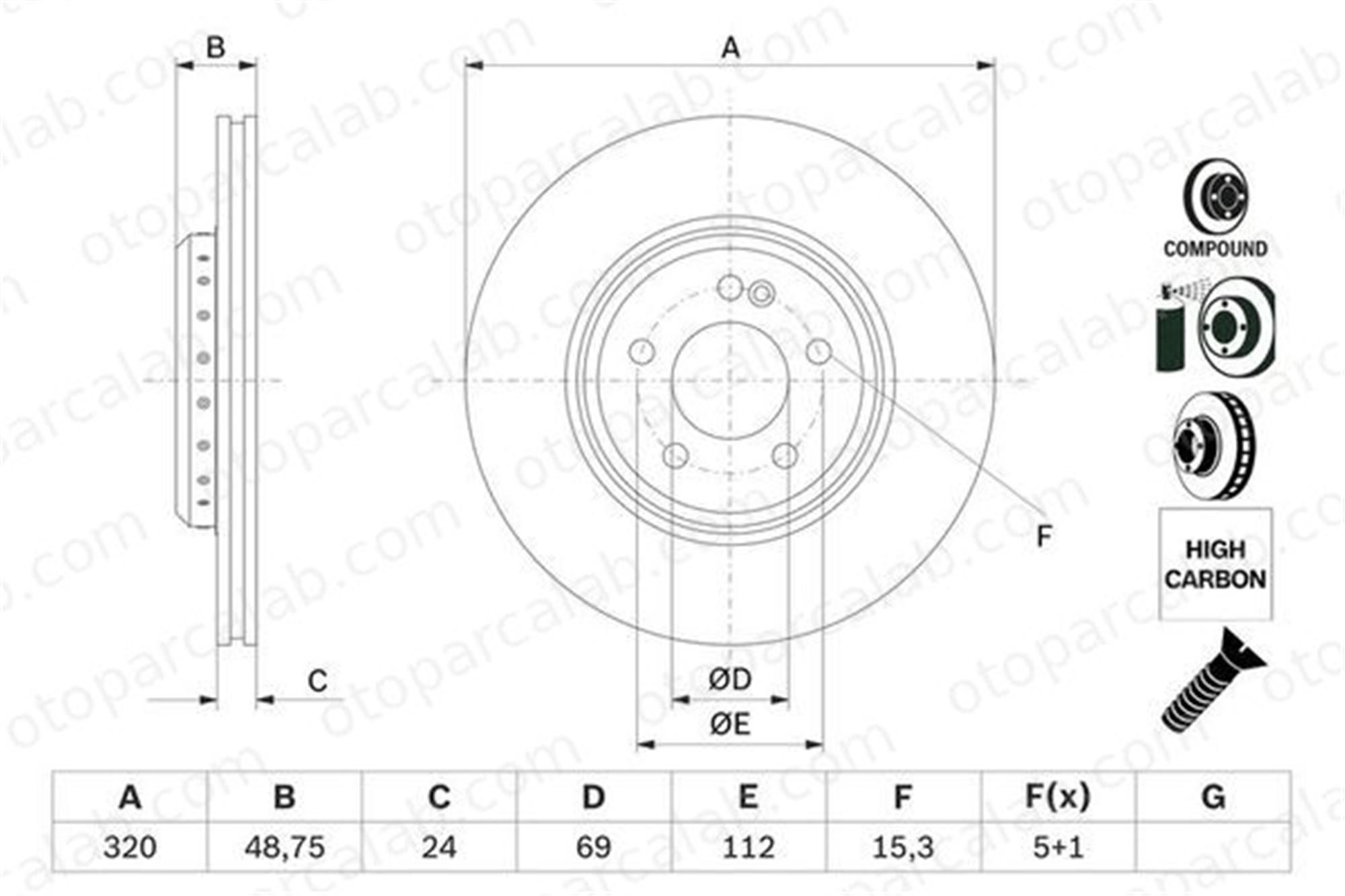 BOSCH 0 986 479 G39 Fren Disk Ayna Arka Sağ ve Sol MERCEDES-BENZ GLC Coupe GLC 4230712 0004230712