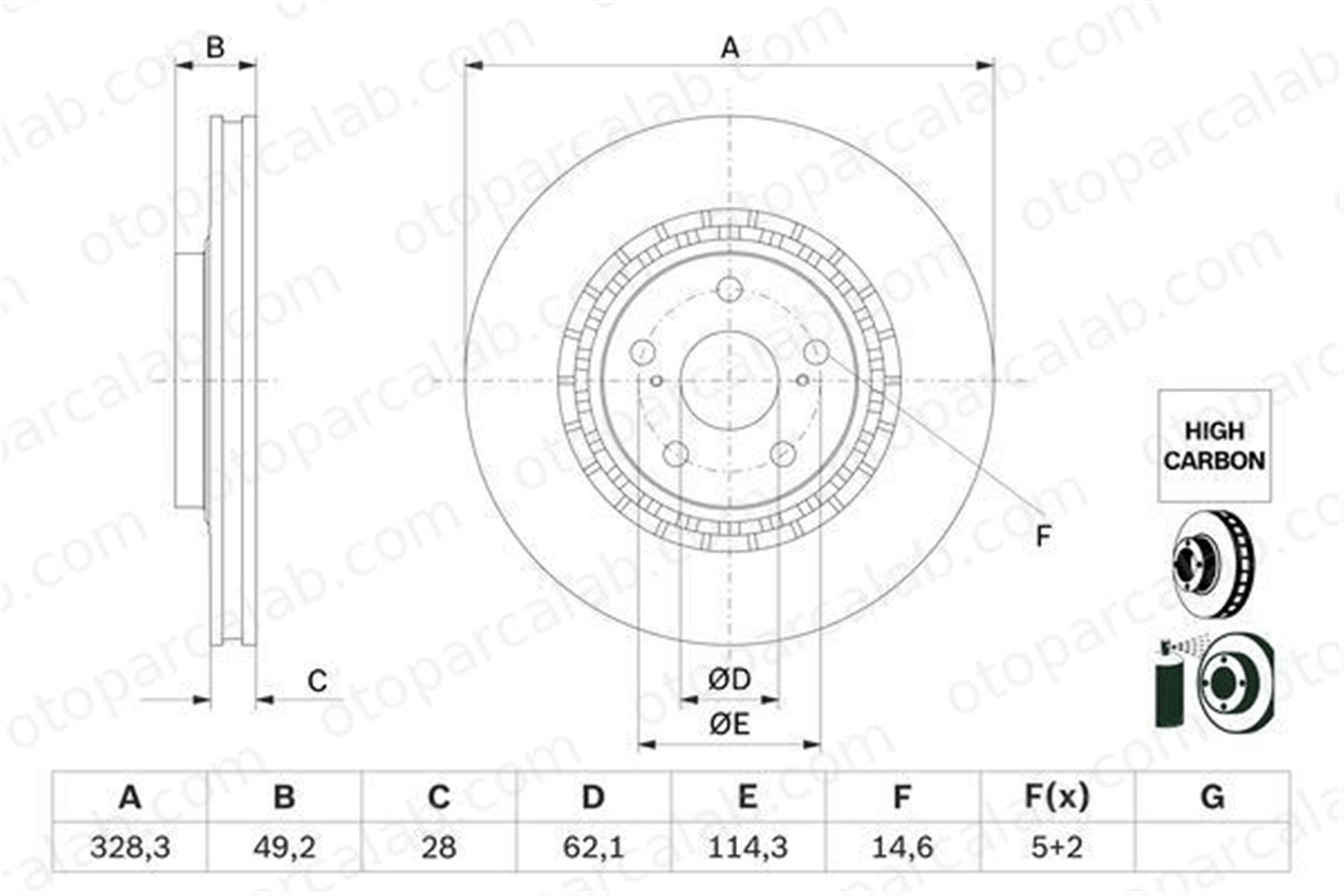 BOSCH 0 986 479 G63 Fren Disk Ayna Ön Sağ ve Sol TOYOTA RAV 4 IV LEXUS NX LEX4351248110 4351248110