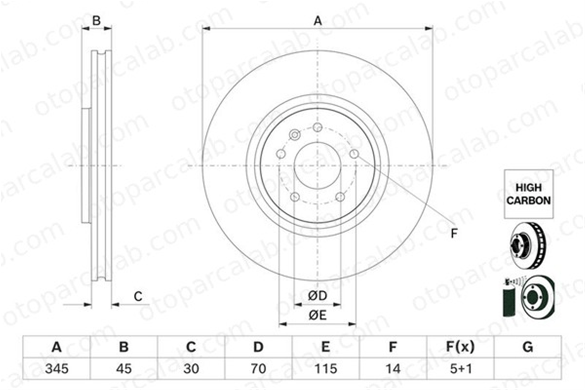 BOSCH 0 986 479 G69 Fren Disk Ayna Ön Sağ ve Sol OPEL INSIGNIA B Grand Sport INSIGNIA B Sports Tourer 13521006 13598063