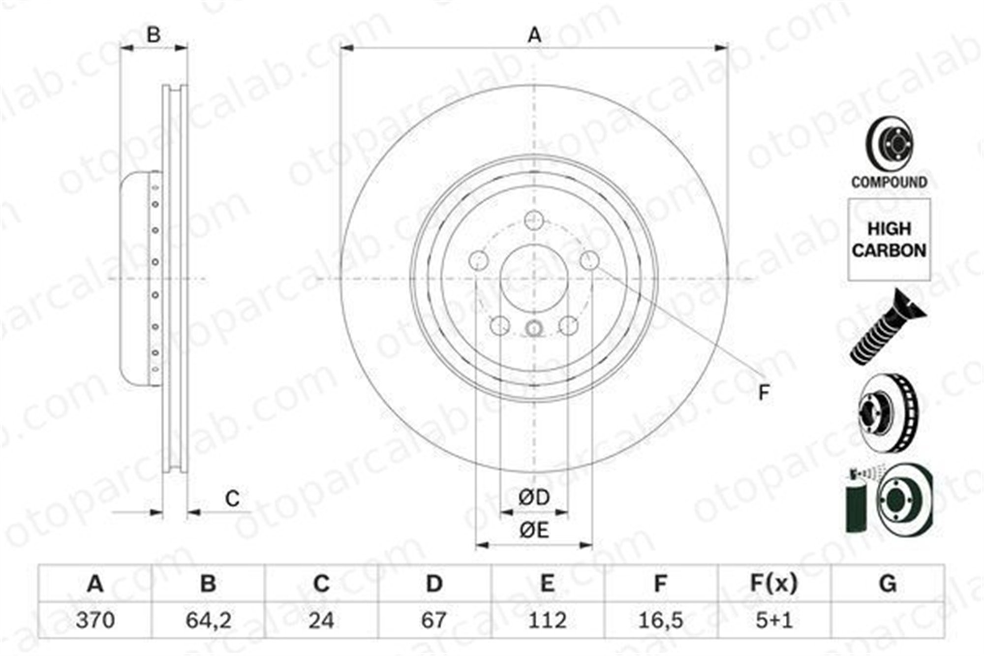 BOSCH 0 986 479 G99 Fren Disk Ayna Ön Sağ ve Sol BMW 7 X5 34206880080 34206896673
