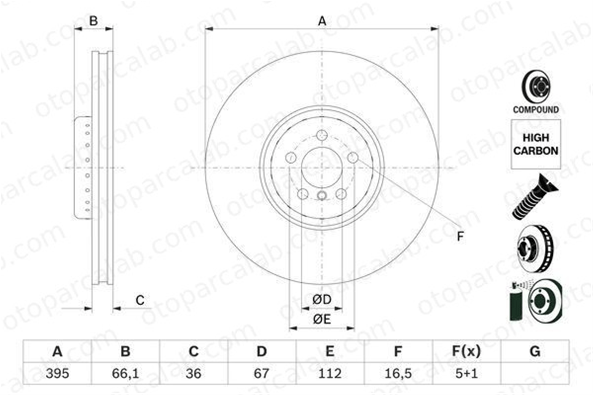 BOSCH 0 986 479 H12 Fren Disk Ayna Ön Sağ ve Sol BMW X5 X7 34106887398 986479H12