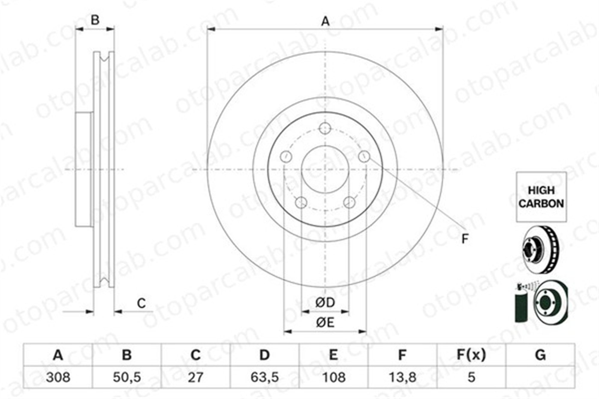 BOSCH 0 986 479 H50 Fren Disk Ayna Arka Sağ ve Sol MERCEDES-BENZ C-SERISI T-Model C-SERISI Cabrio A0004231812 4231812