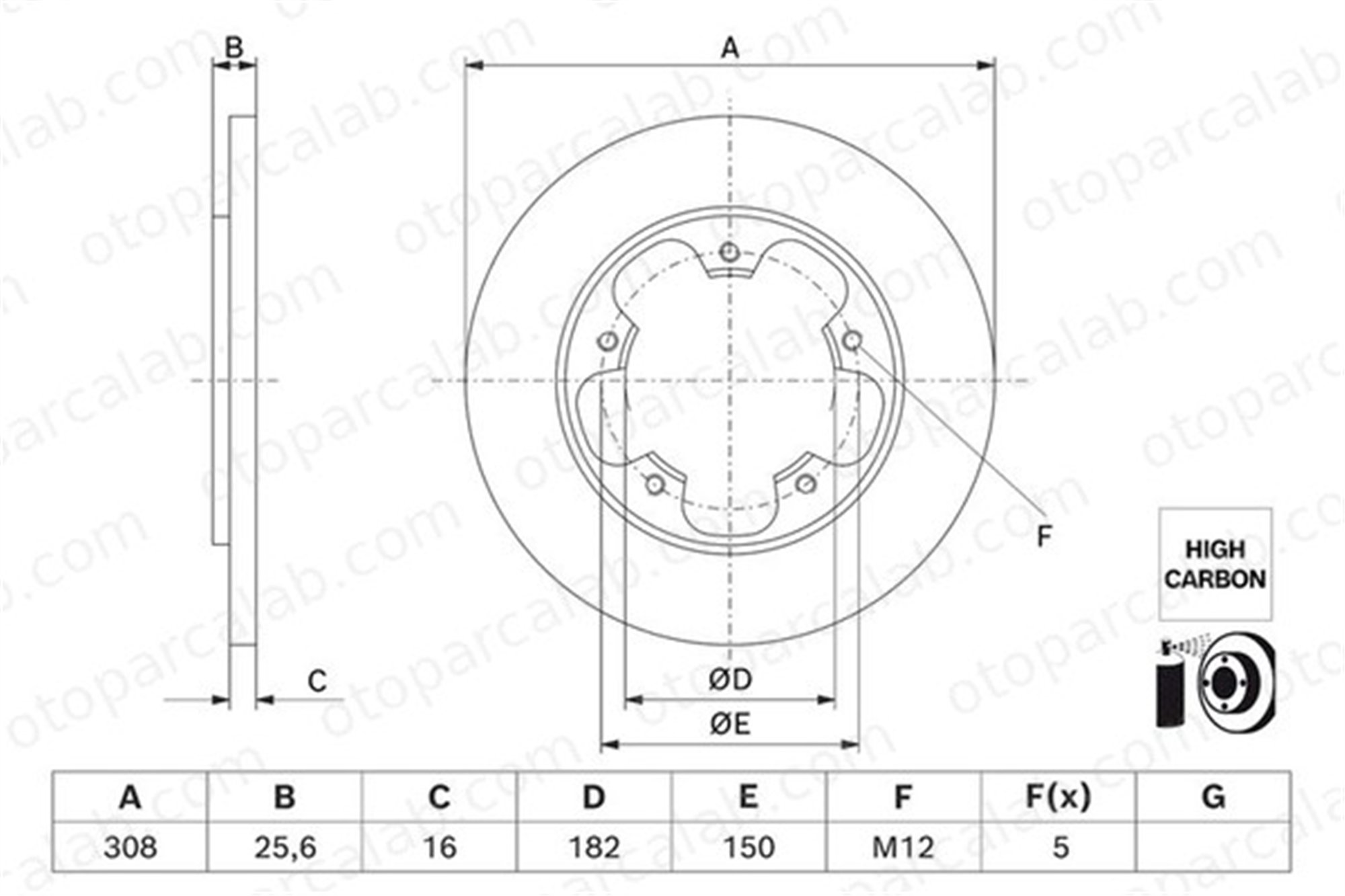 BOSCH 0 986 479 H56 Fren Disk Ayna Arka Sağ ve Sol FORD TRANSIT V363 Platform şasi TRANSIT V363 Panelvan/Van BK312A315AB KK312A315AA