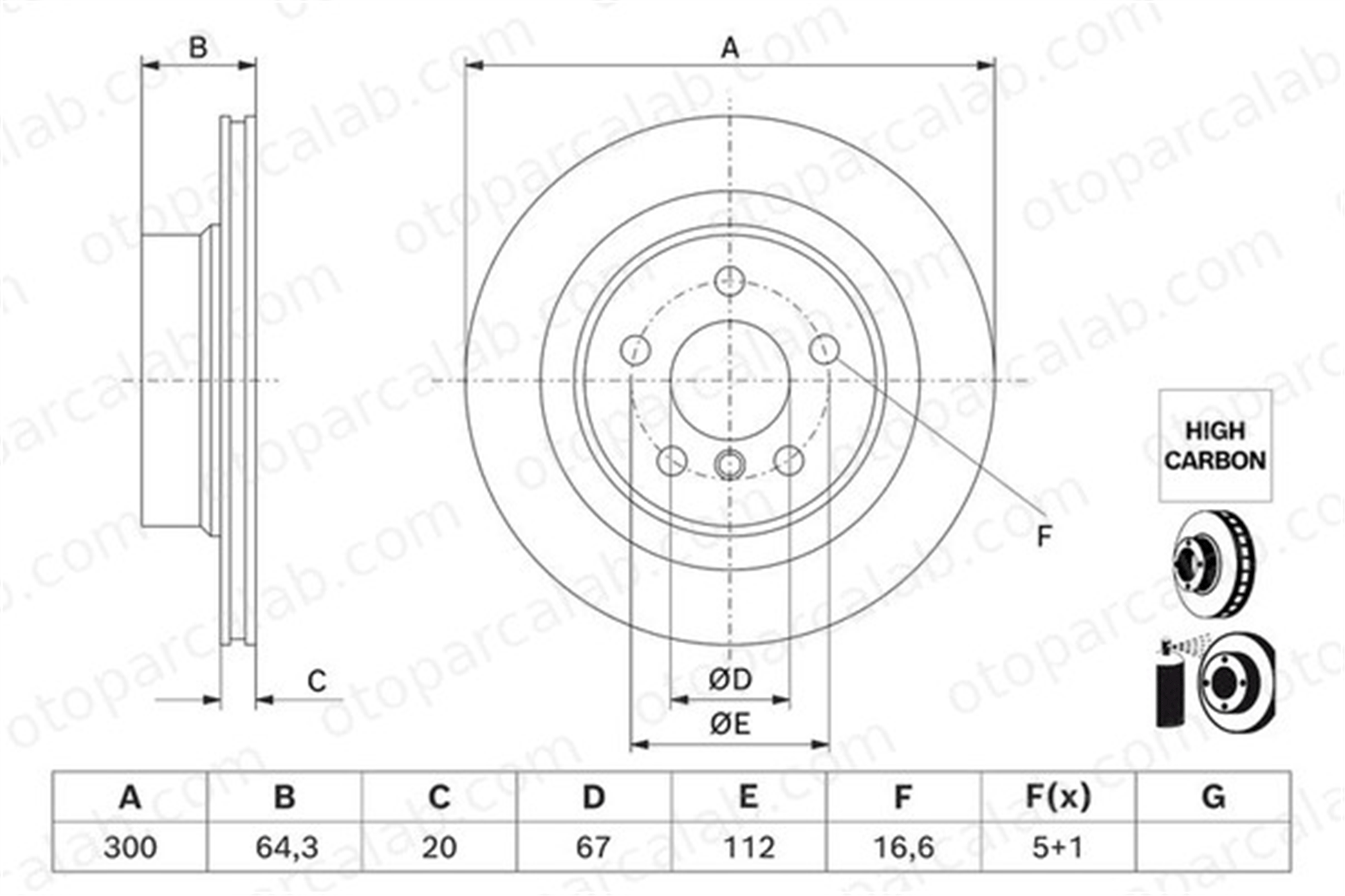 BOSCH 0 986 479 J70 Fren Disk Ayna Arka Sağ ve Sol BMW 3 3 Touring 34206877213 34206877225