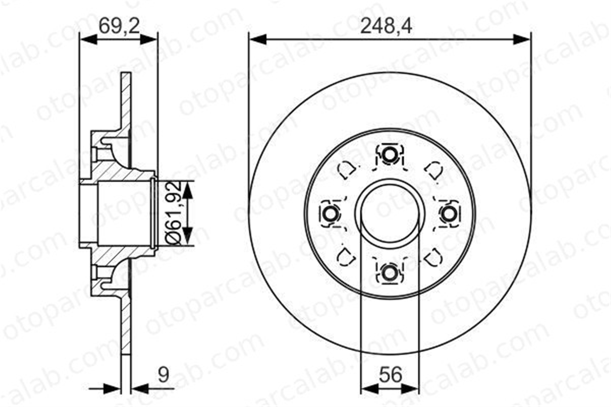 BOSCH 0 986 479 S43 Fren Disk Ayna Arka Sağ ve Sol PEUGEOT 208 I CITROËN C4 I 424932 1613500780