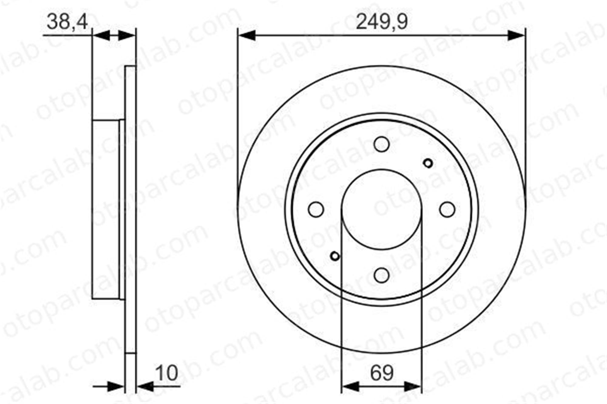 BOSCH 0 986 479 S84 Fren Disk Ayna Arka Sağ ve Sol SMART FORFOUR MITSUBISHI COLT VI M4605A076 A4544200072