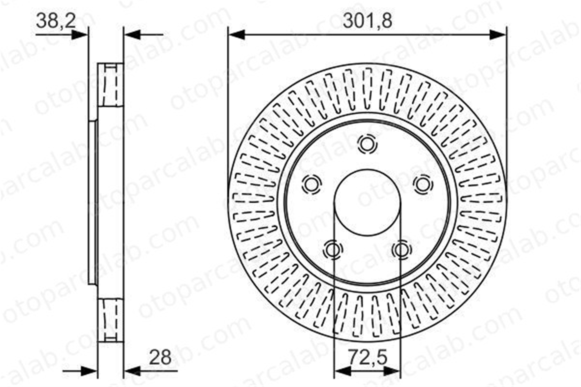 BOSCH 0 986 479 U45 Fren Disk Ayna Ön Sağ ve Sol FIAT FREEMONT DODGE JOURNEY K04721995AA 4721995AA