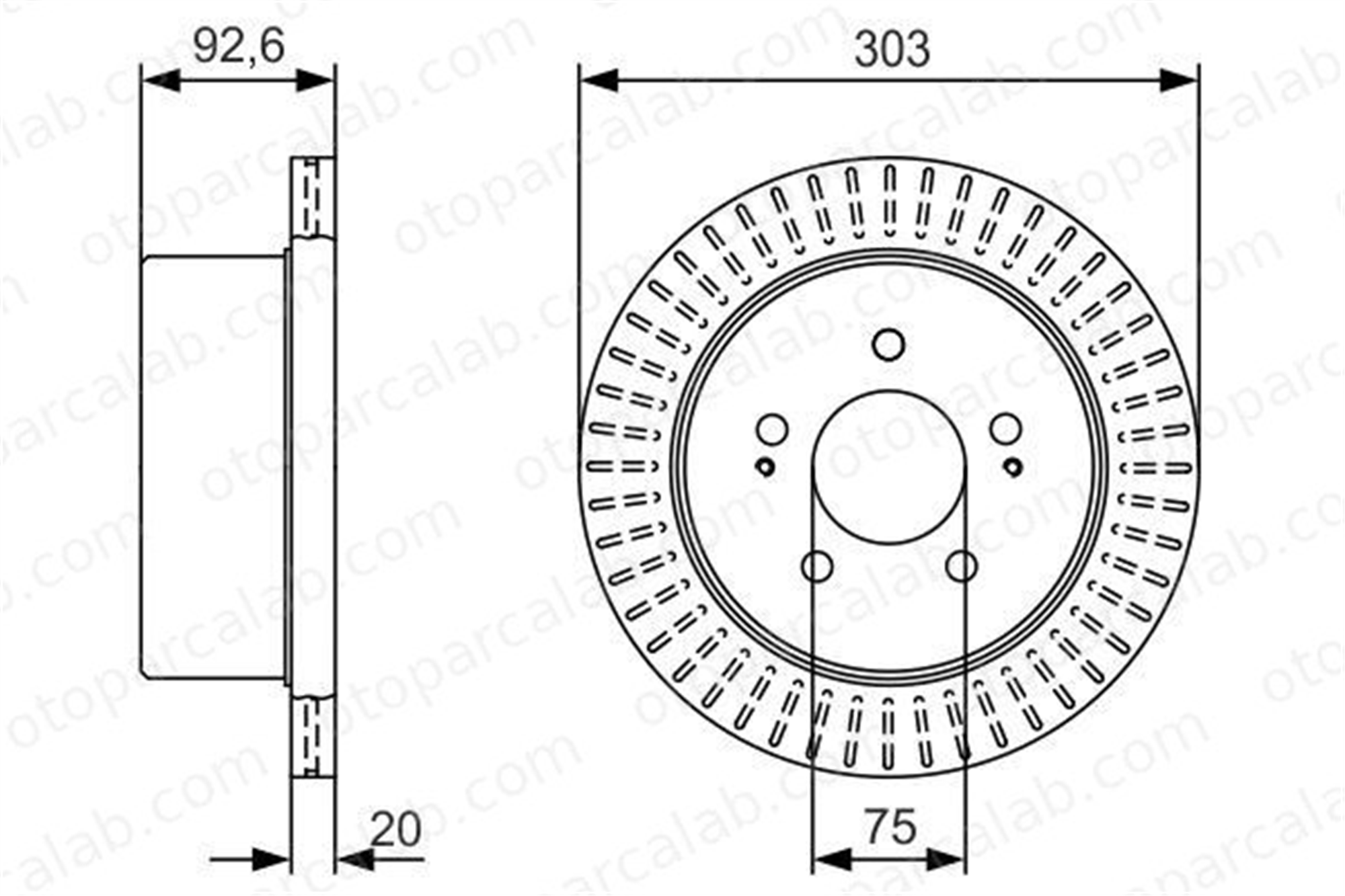 BOSCH 0 986 479 V26 Fren Disk Ayna Arka Sağ ve Sol HYUNDAI H-1 / STAREX Minibüs/Otobüs H-1 Panelvan/Van 50350V2100 583294A350