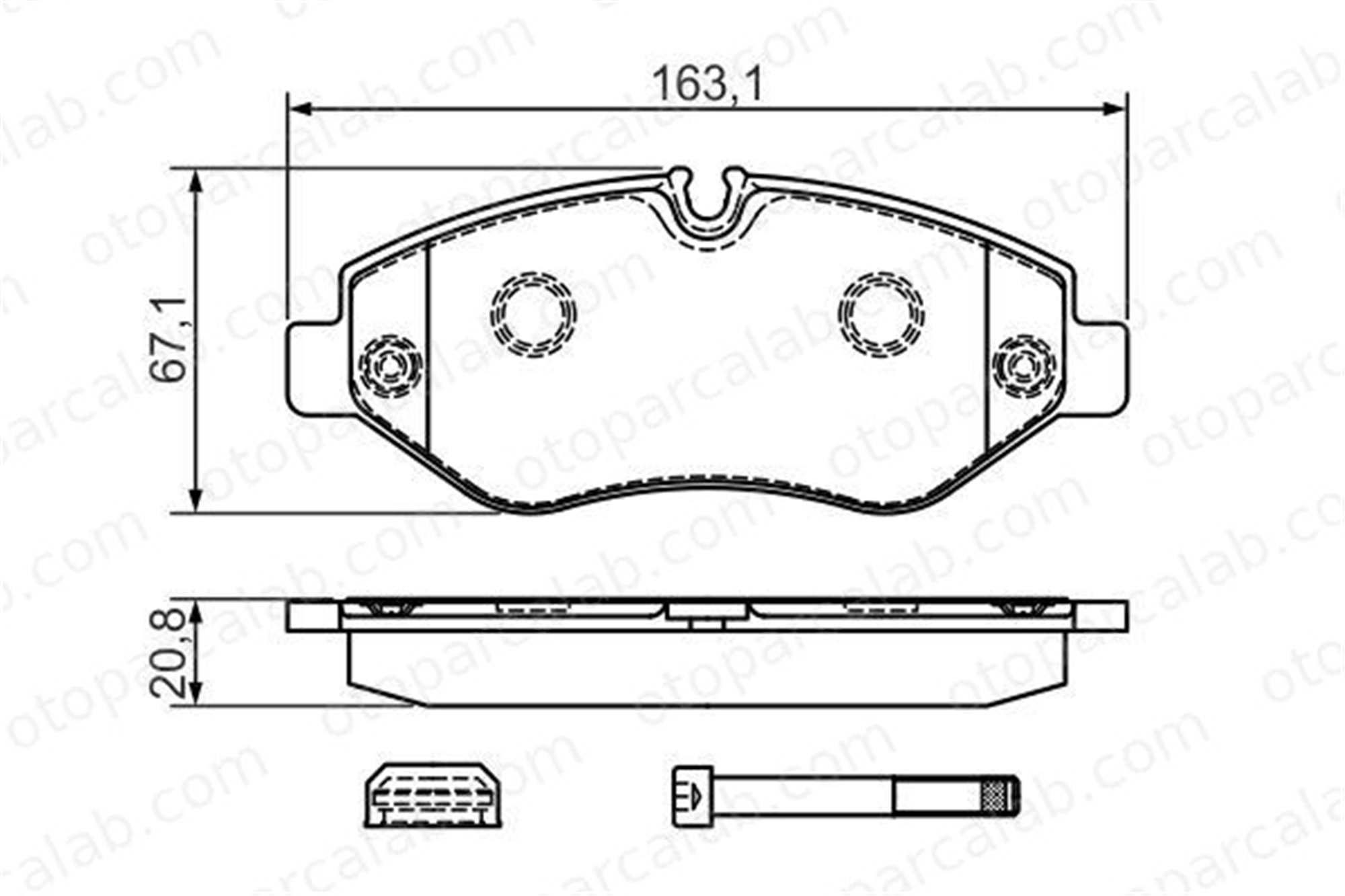 BOSCH 0 986 494 728 Fren Disk Balata Ön MERCEDES-BENZ SPRINTER 3,5-t Panelvan/Van SPRINTER 3,5-t Platform şasi A0044206720 68006732AA