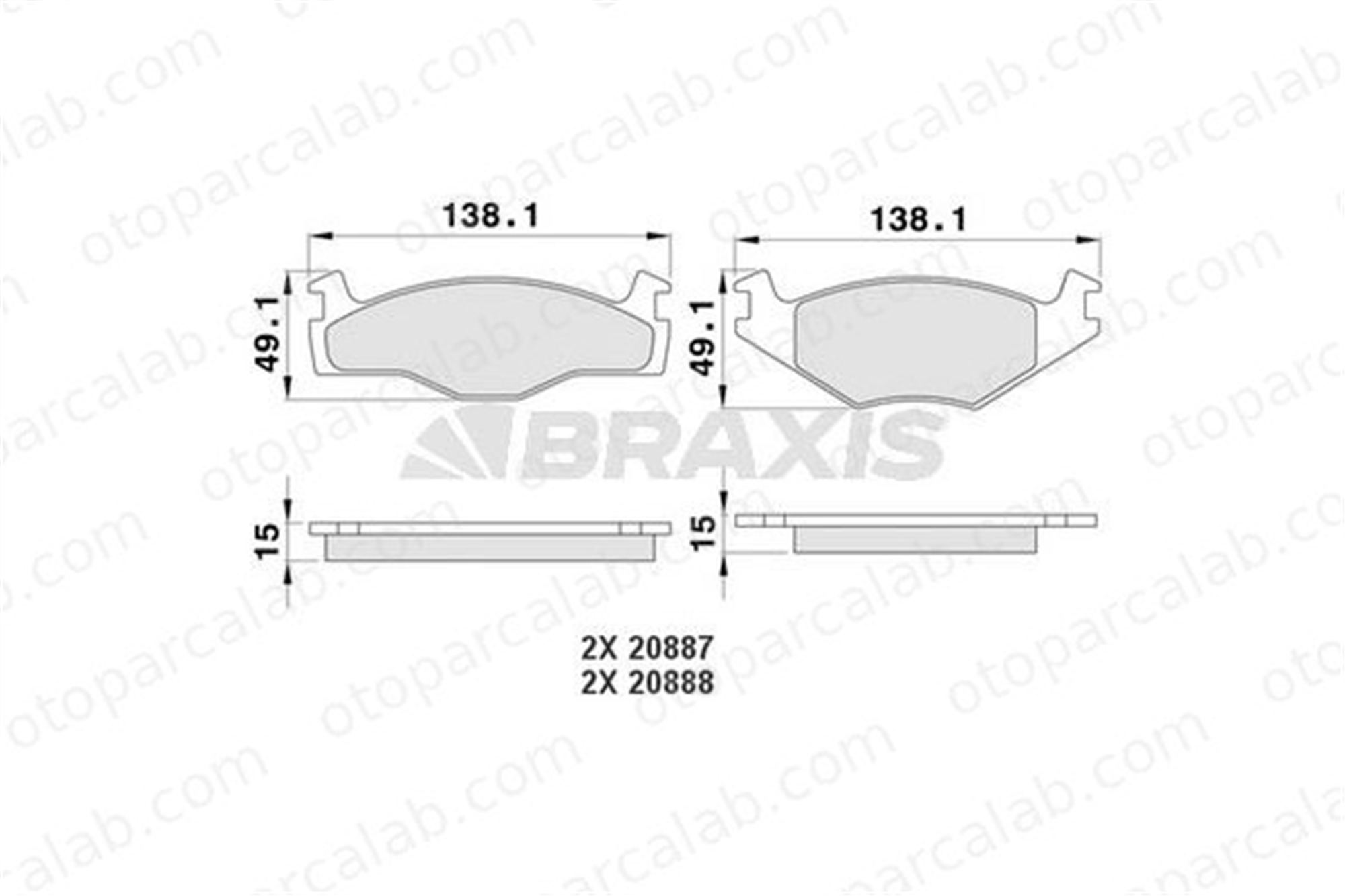 BRAXIS AA0167 Fren Disk Balata Ön SEAT CORDOBA IBIZA II 191698151L 1H0698151