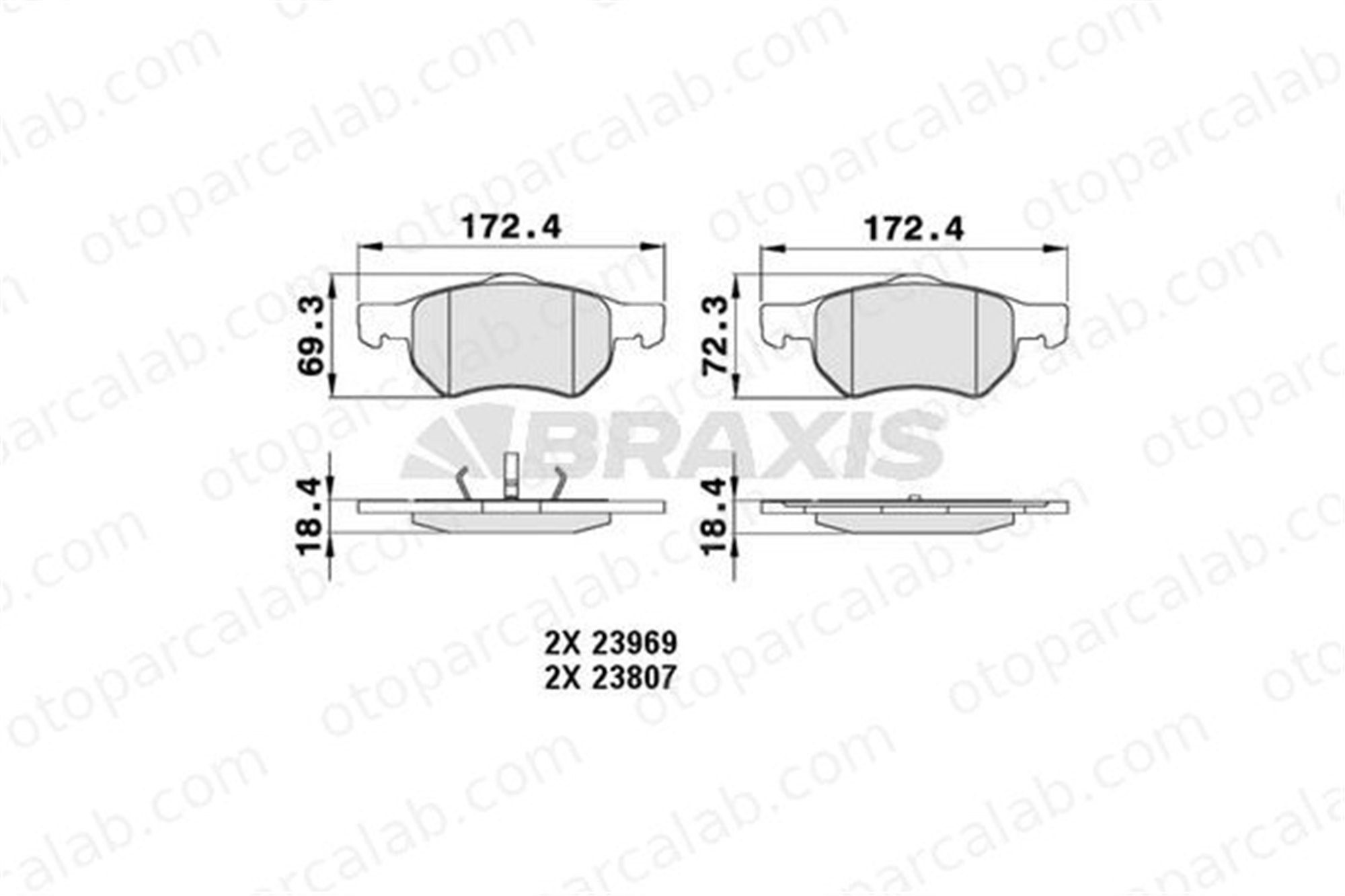 BRAXIS AA0229 Fren Disk Balata Ön CHRYSLER VOYAGER IV GRAND VOYAGER V 5072216AA 05072216AA