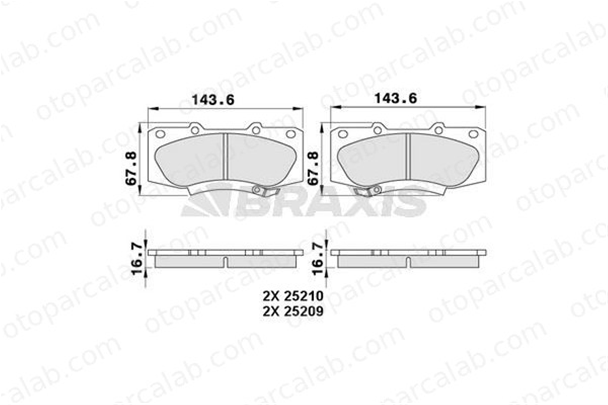 BRAXIS AA0277 Fren Disk Balata Ön TOYOTA HILUX VII Pick-up 44650K260 04465-0K260