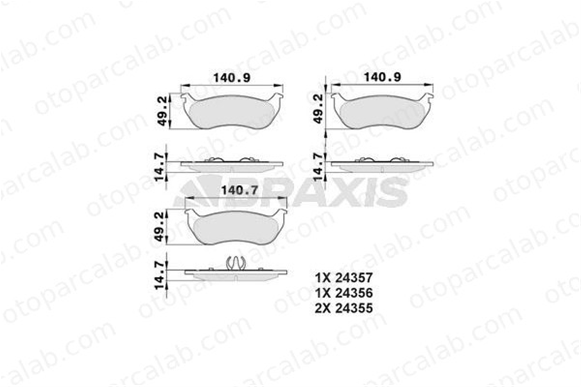 BRAXIS AA0355 Fren Disk Balata Arka JEEP CHEROKEE 5083882AC 5083882AE