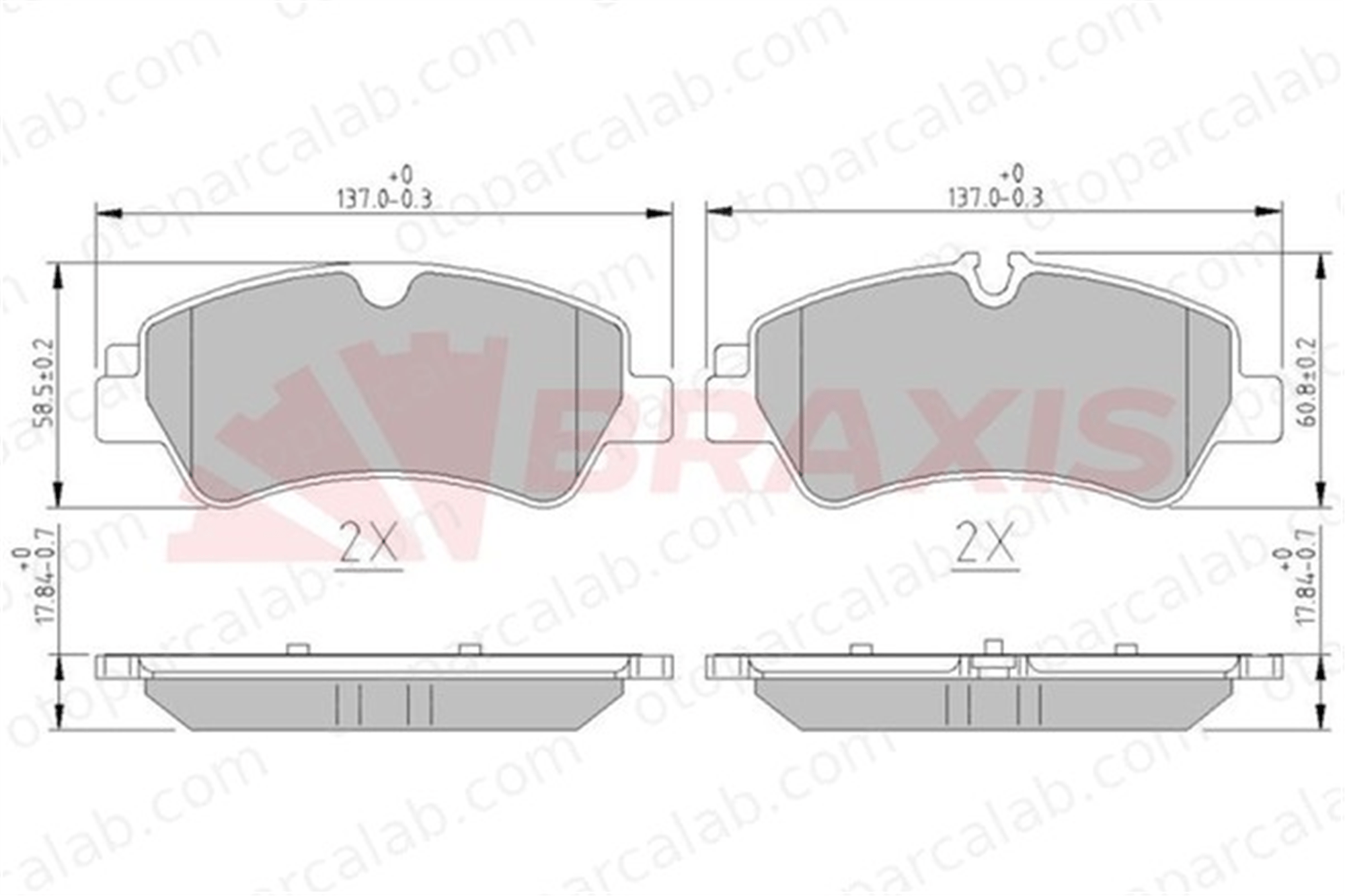 BRAXIS AA0600 Fren Disk Balata Arka FORD TRANSIT V363 Platform şasi TRANSIT V363 Panelvan/Van BK212M008AC 1840037