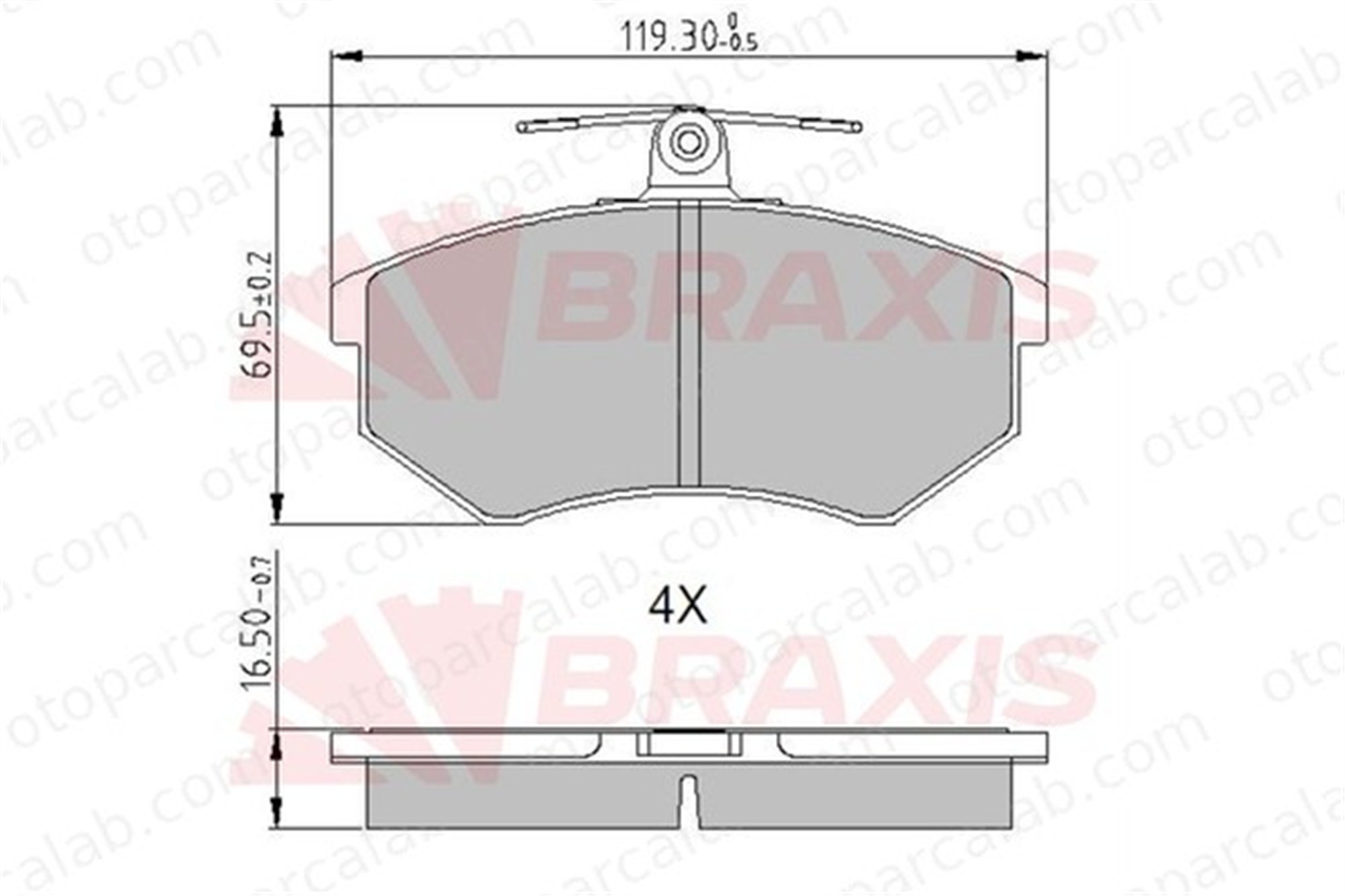 BRAXIS AA0634 Fren Disk Balata Ön VW PASSAT B3/B4 Variant AUDI 90 B2 533698151A 853698151A