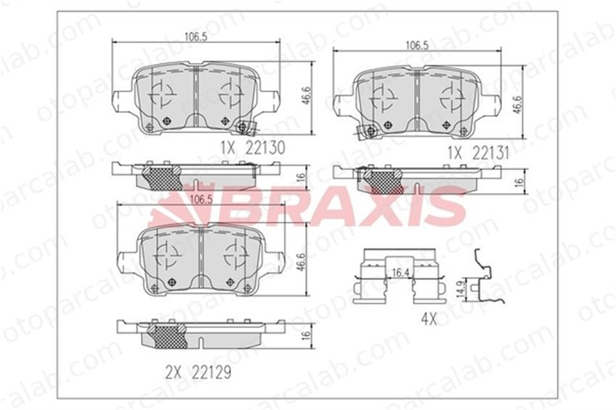 BRAXIS AA0655 Fren Disk Balata Arka OPEL ASTRA K ASTRA K Sports Tourer 1684934880 39037199
