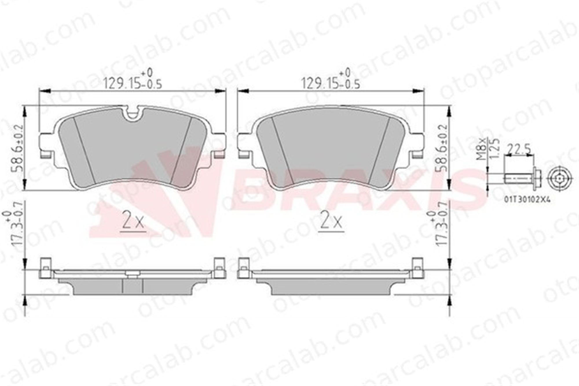 BRAXIS AA0664 Fren Disk Balata Arka AUDI A4 B9 Avant A4 B9 8W0698451H 8W0698451G