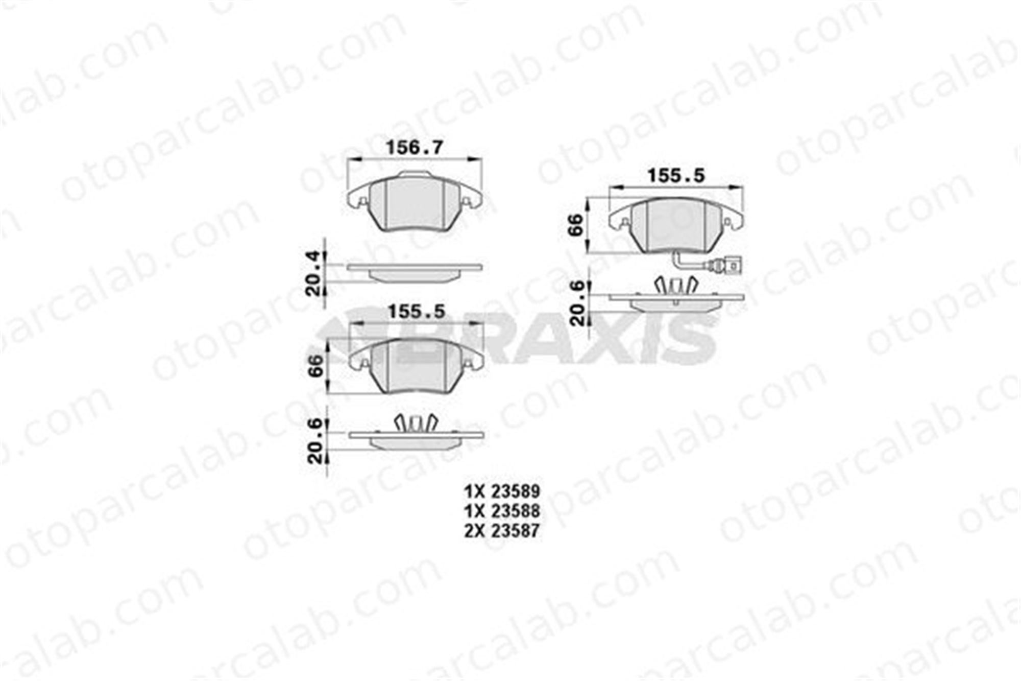 BRAXIS AB0004 Fren Disk Balata Ön VW TOURAN PASSAT B6 Variant 1K0698151E 5K0698151