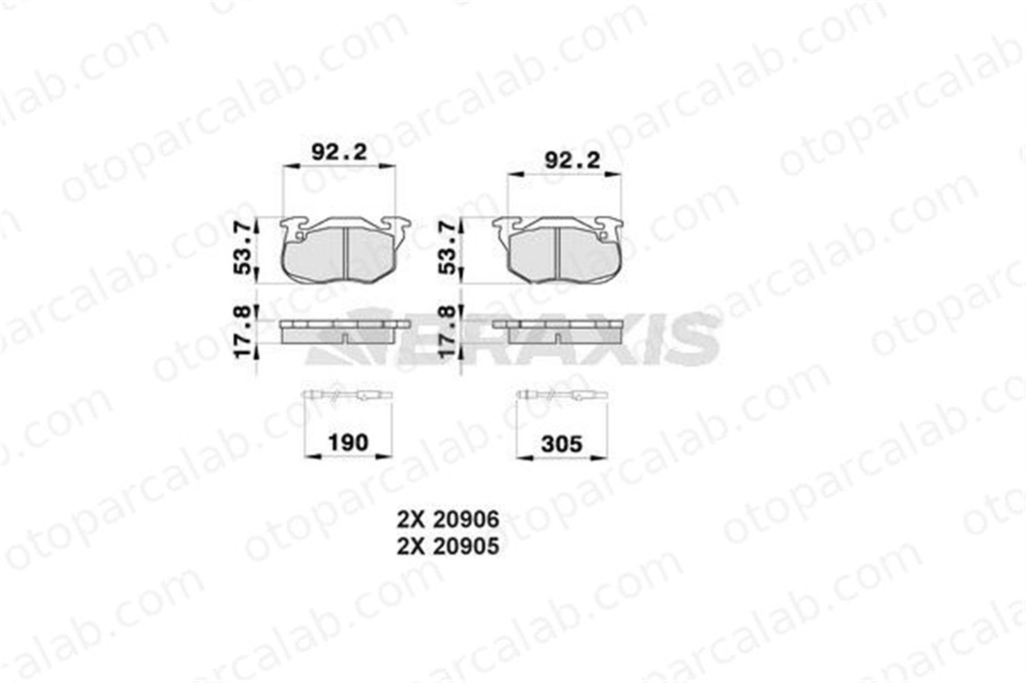 BRAXIS AB0035 Fren Disk Balata Ön PEUGEOT 106 I CITROËN SAXO 425498 425091