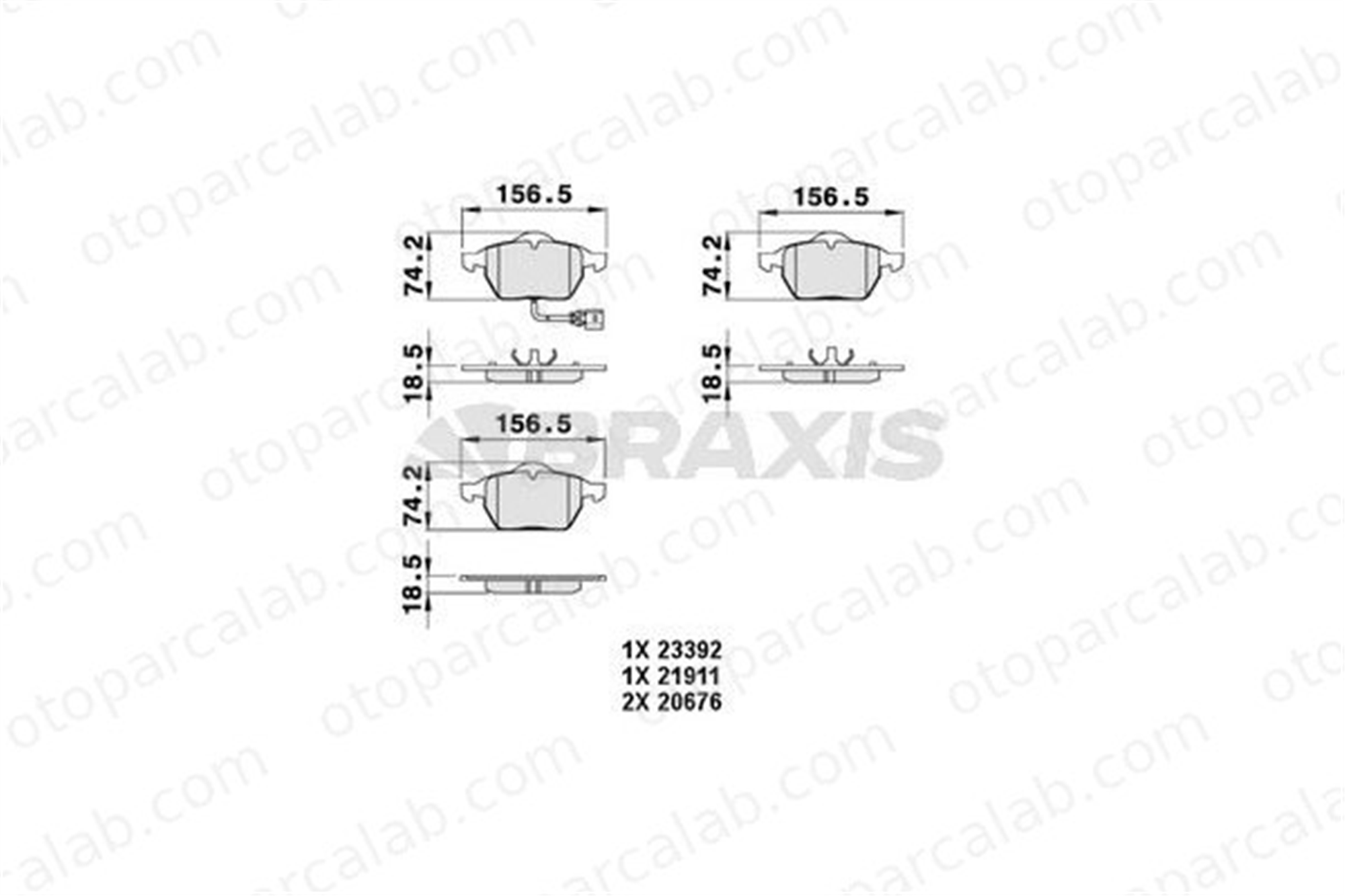 BRAXIS AB0049 Fren Disk Balata Ön VW BORA I BORA Variant 3A0698151 3A0698151A