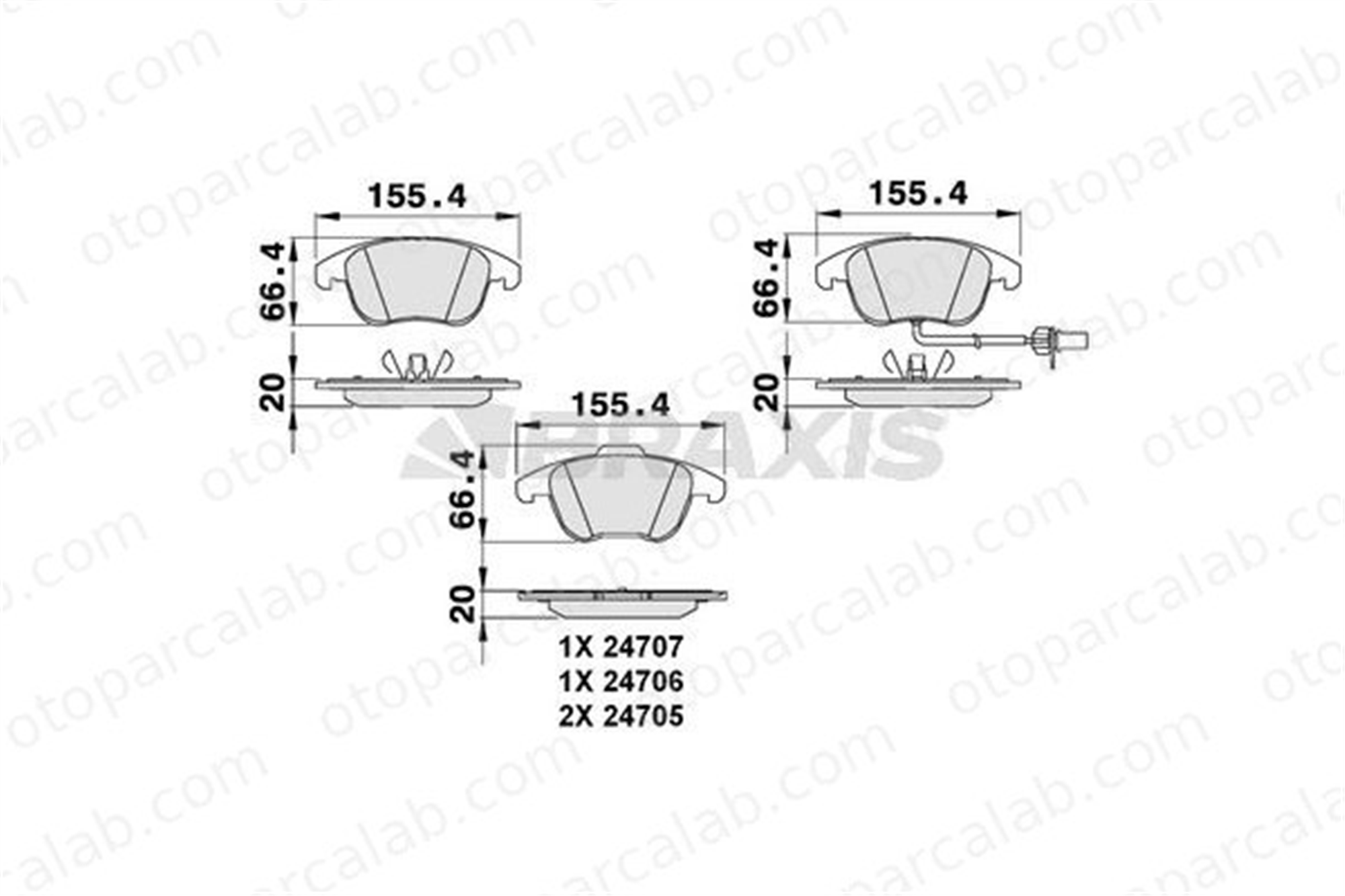 BRAXIS AB0067 Fren Disk Balata Ön AUDI A4 B8 Avant A4 B8 8K0698151A 8K0698151F