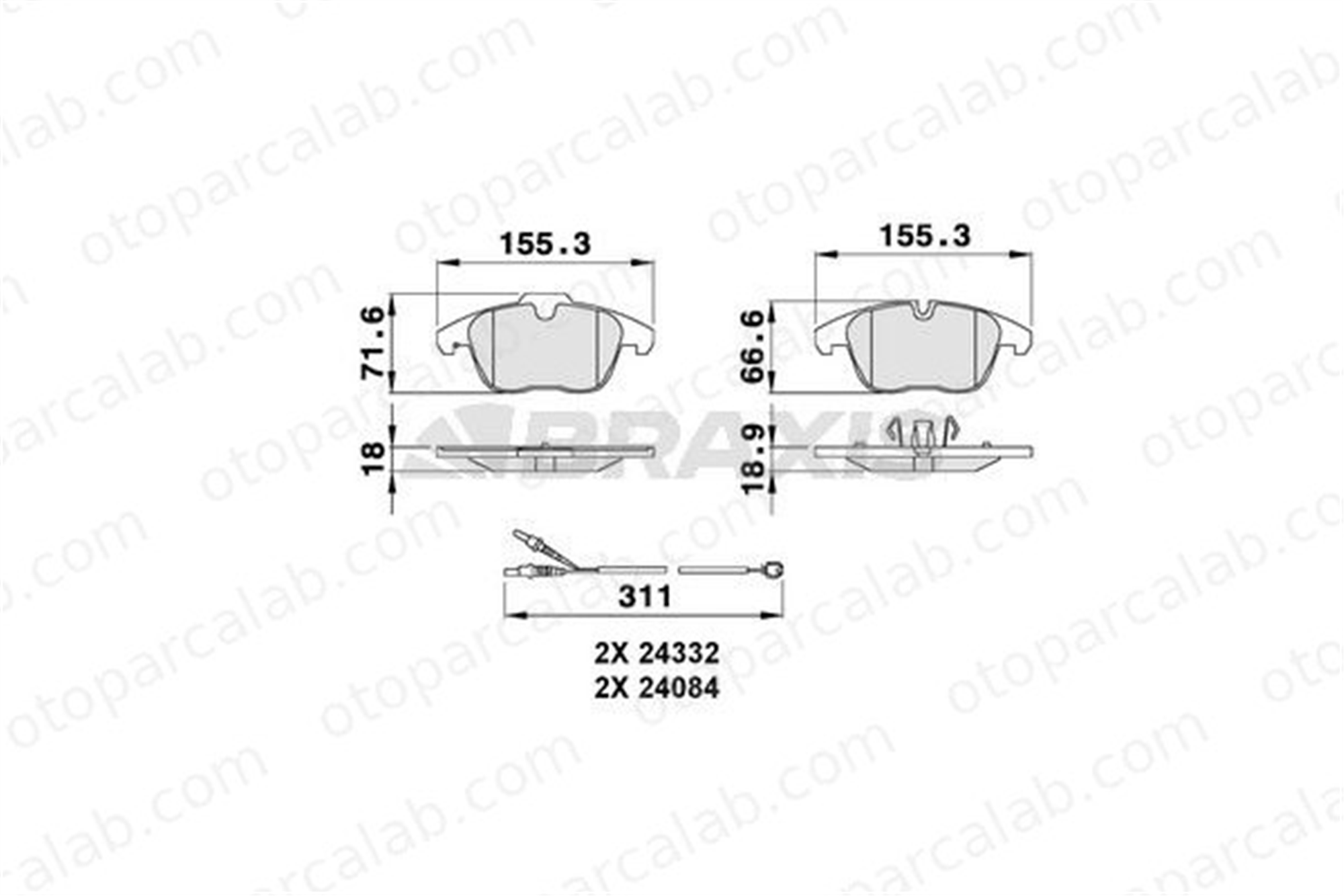 BRAXIS AB0071 Fren Disk Balata Ön CITROËN C5 III Break C5 III 425424 1610103780