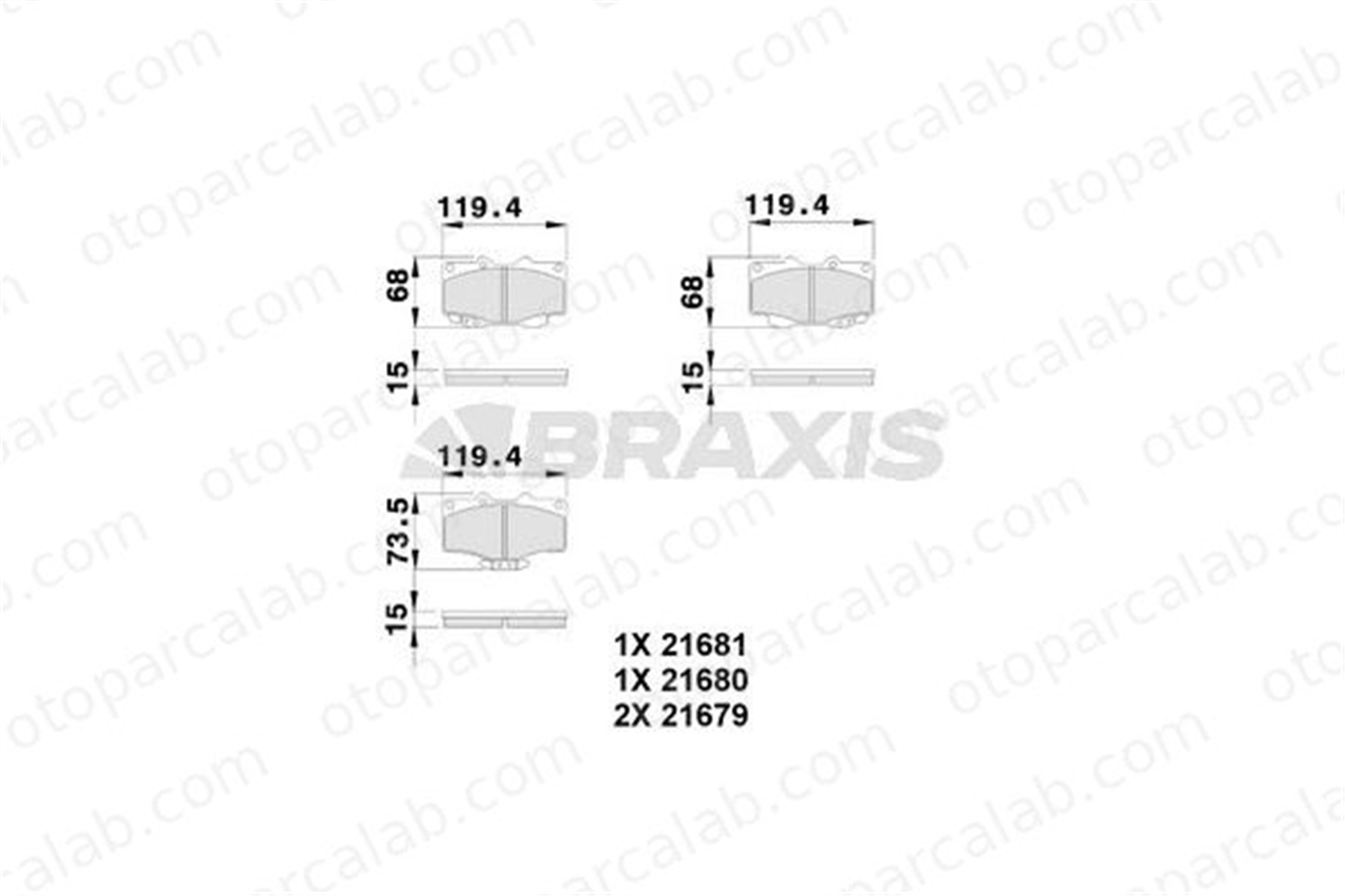 BRAXIS AB0115 Fren Disk Balata Ön TOYOTA HILUX V Pick-up HILUX VI Pick-up 446560030 0446560030
