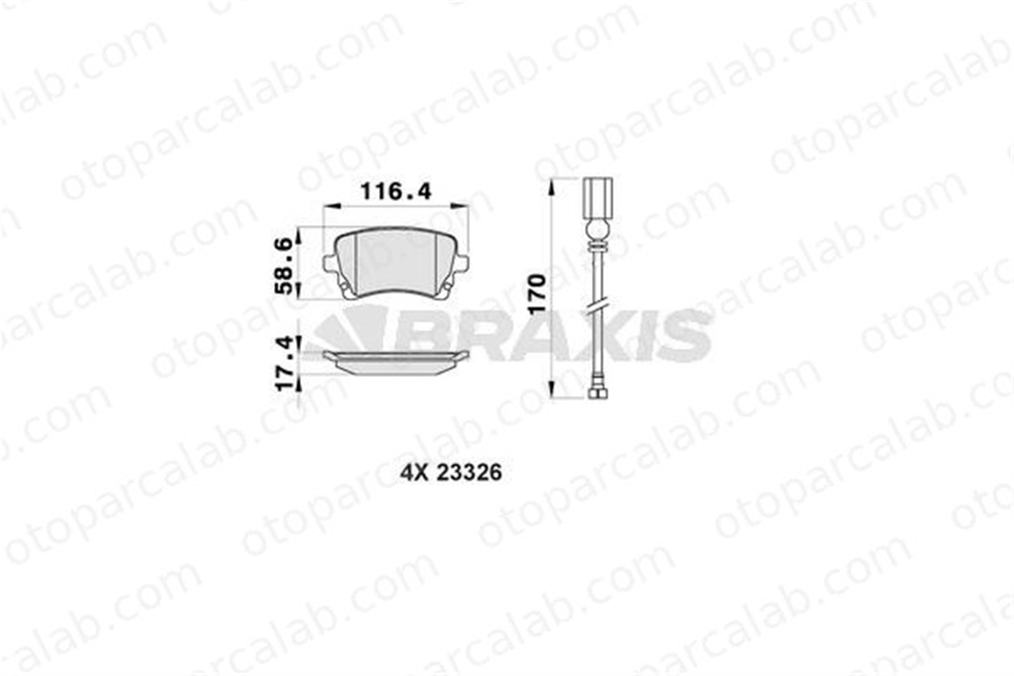 BRAXIS AB0159 Fren Disk Balata Arka VW TRANSPORTER T5 Minibüs/Otobüs MULTIVAN T5 7E0698451B 7H0698451