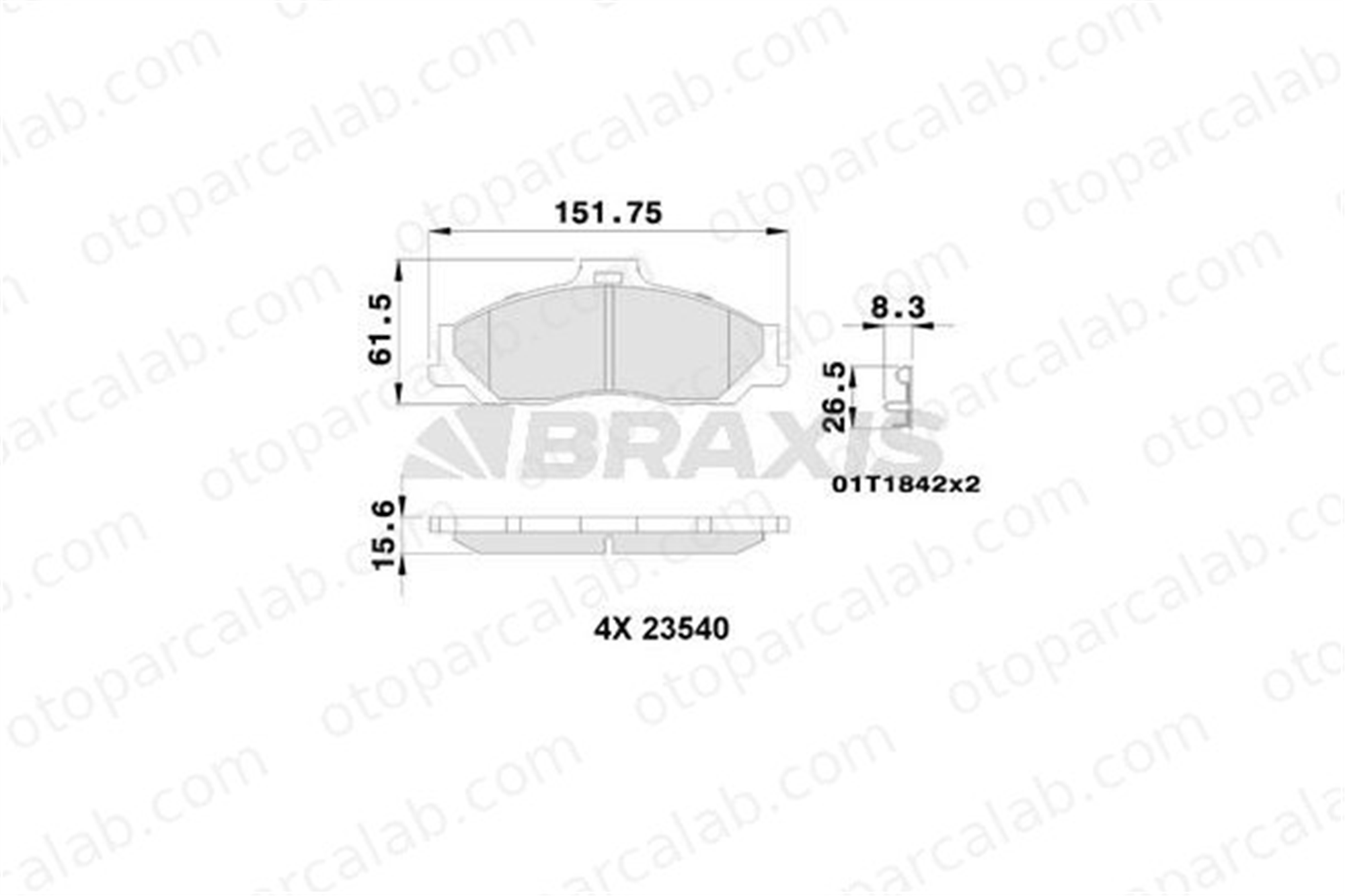 BRAXIS AB0242 Fren Disk Balata Ön FORD RANGER 4509599 3894956