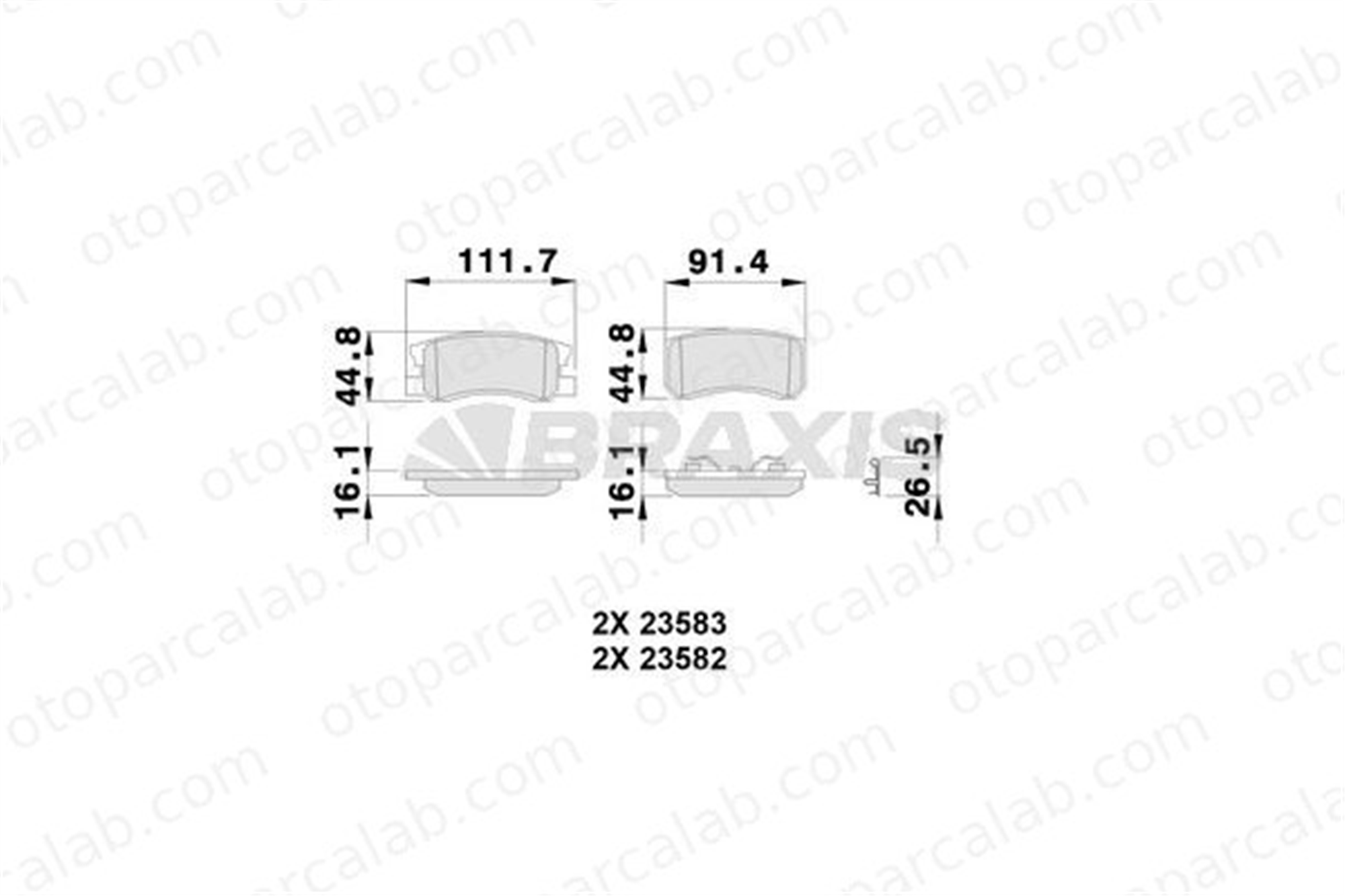 BRAXIS AB0246 Fren Disk Balata Arka CITROËN C4 AIRCROSS JEEP COMPASS 425448 MR510544
