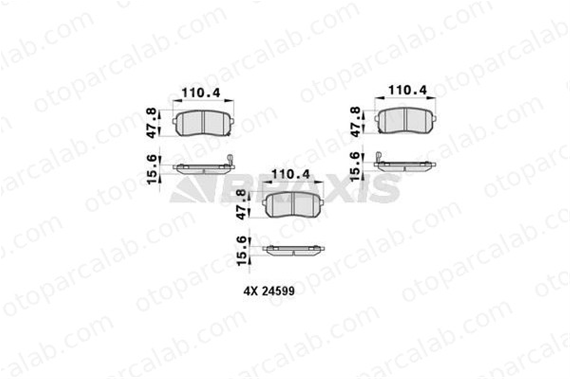 BRAXIS AB0405 Fren Disk Balata Arka HYUNDAI H-1 Cargo H-1 Travel GDB3449 583023JA50