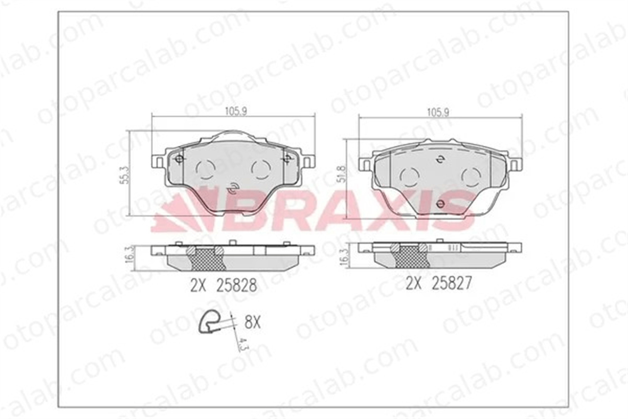 BRAXIS AB0610 Fren Disk Balata Arka PEUGEOT 308 II CITROËN C4 PICASSO II 1609000980 1619791280