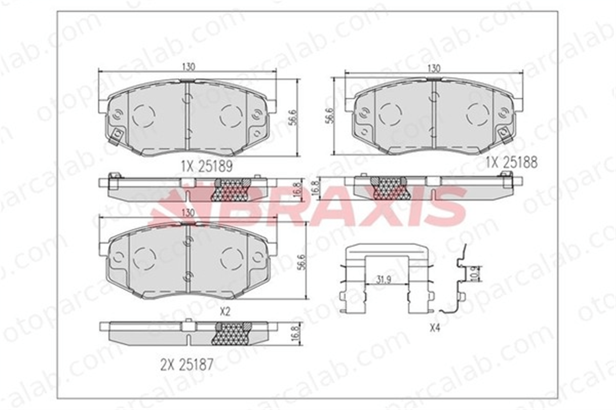 BRAXIS AB0619 Fren Disk Balata Ön HYUNDAI ix20 KIA SOUL II 581013SA25 581011KA00