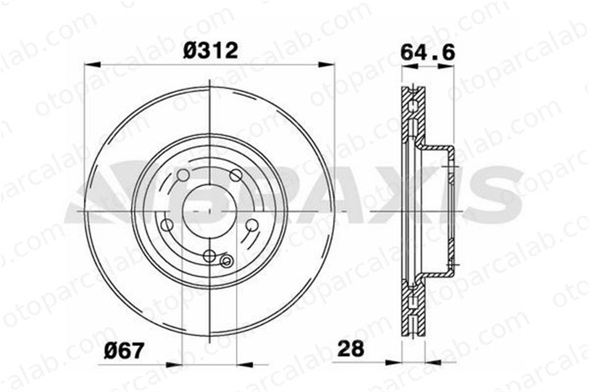 BRAXIS AD0331 Fren Disk Ayna Ön Sağ ve Sol MERCEDES-BENZ E-SERISI E-SERISI T-Model 2114210912 A2114210912