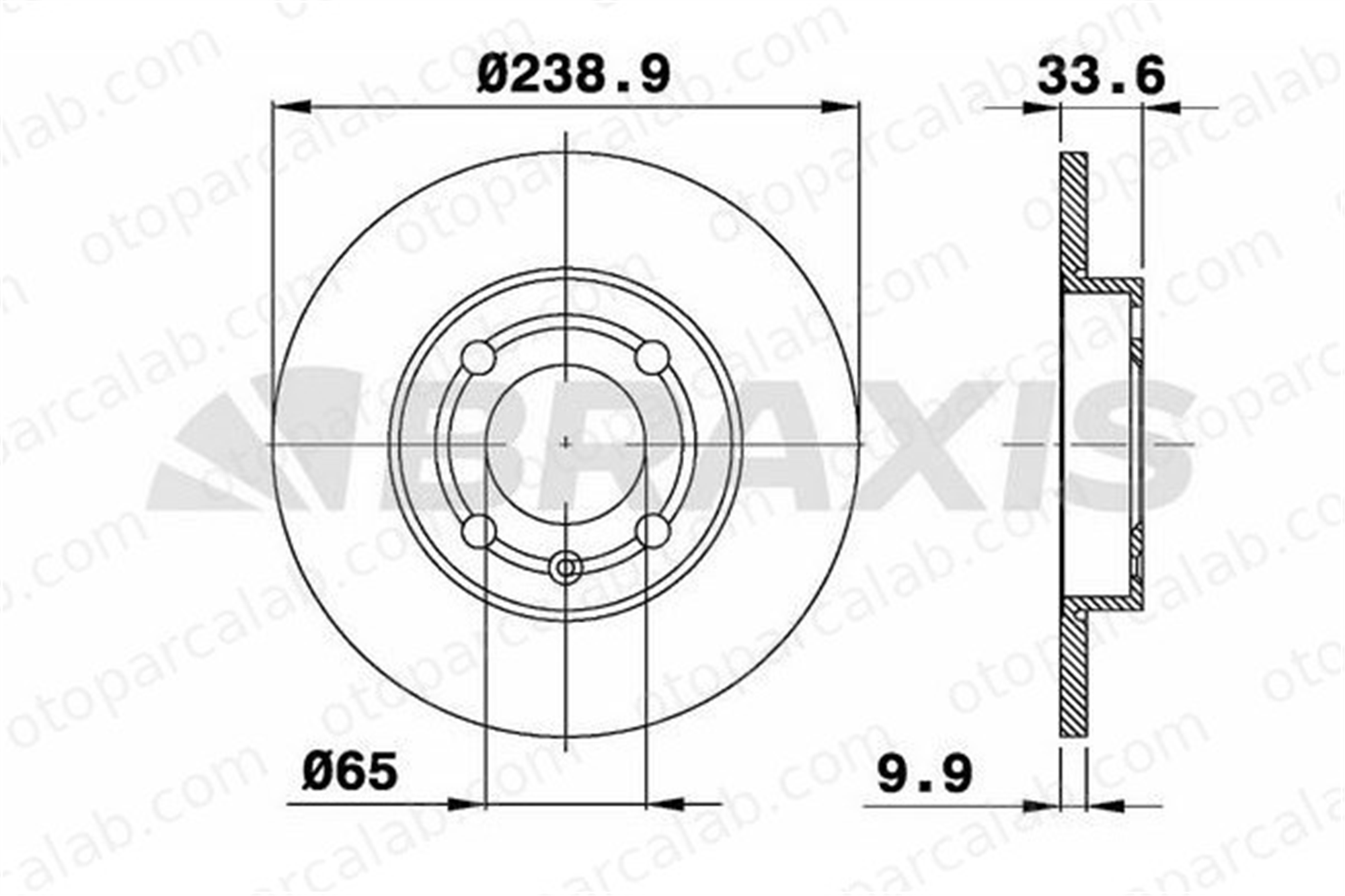 BRAXIS AE0128 Fren Disk Ayna Ön Sağ ve Sol VW POLO III POLO Van Kombi van 6N0615301