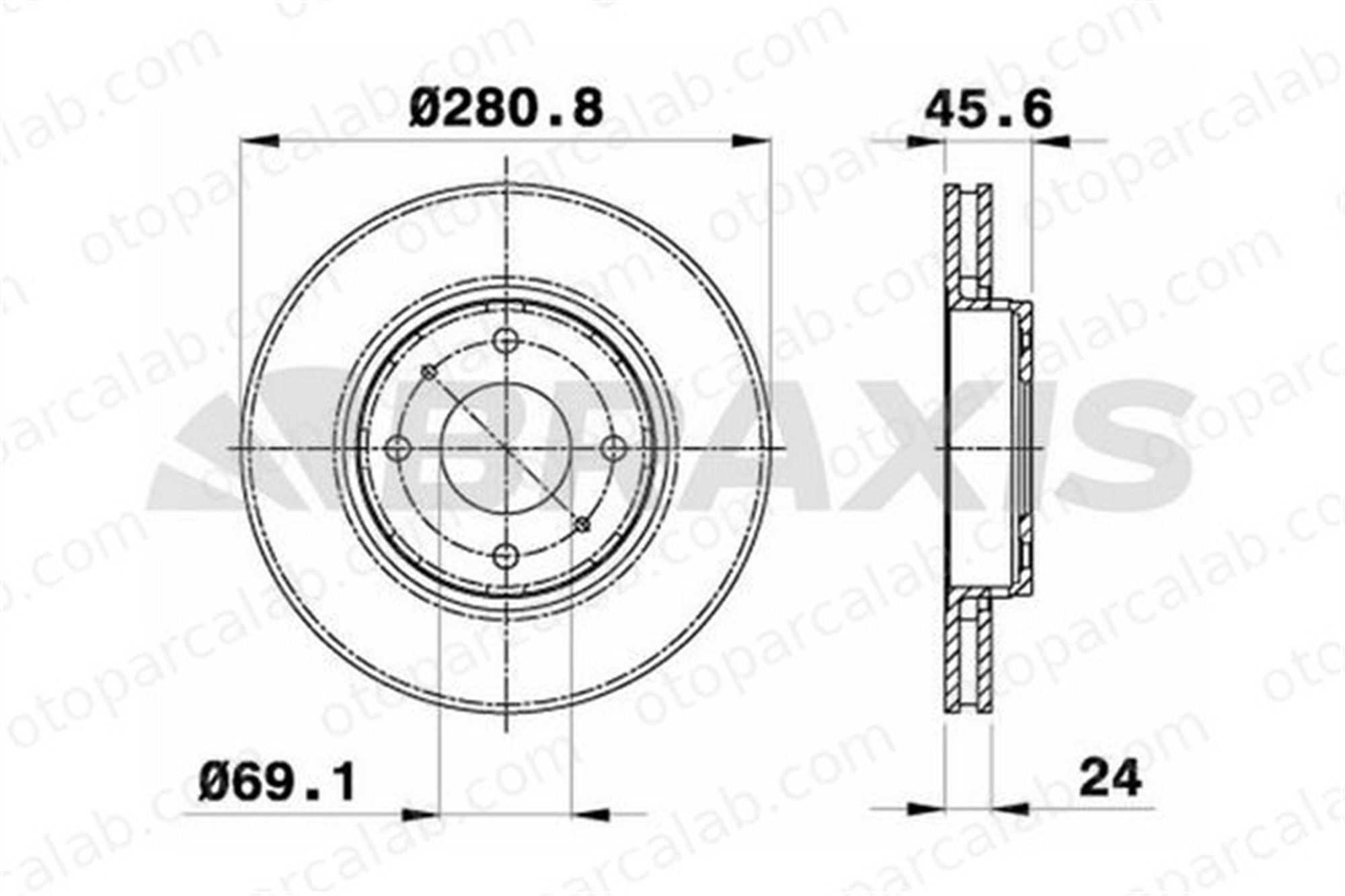 BRAXIS AE0180 Fren Disk Ayna Ön Sağ ve Sol VOLVO V40 Station wagon S40 I 30818027 M818027